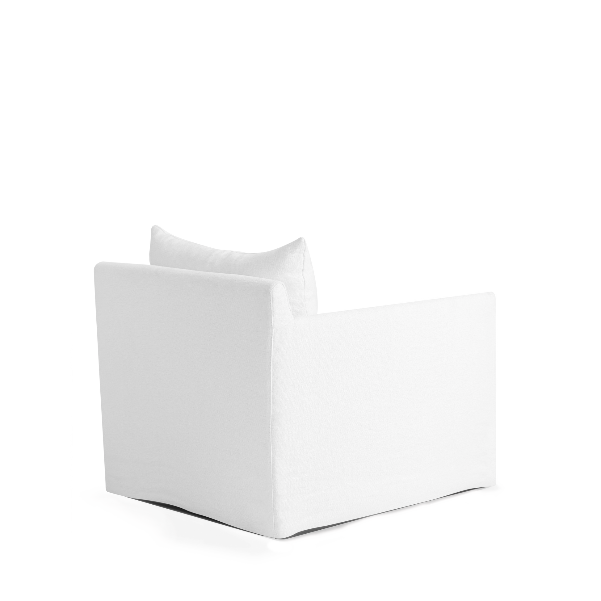 Extra wide and white Alba lounge chair from a back view