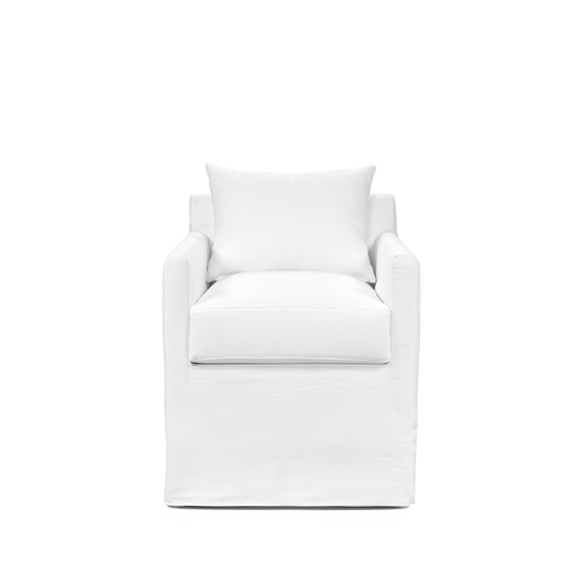 Front view ALBA Dining Chair with white textile