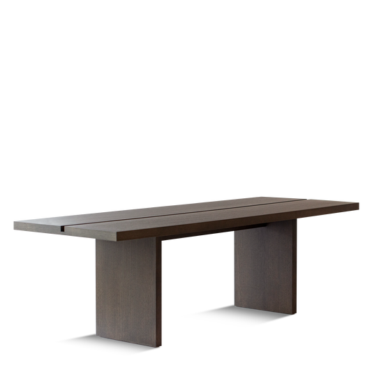 Front view ATALAYA Dining table with chocolate wood