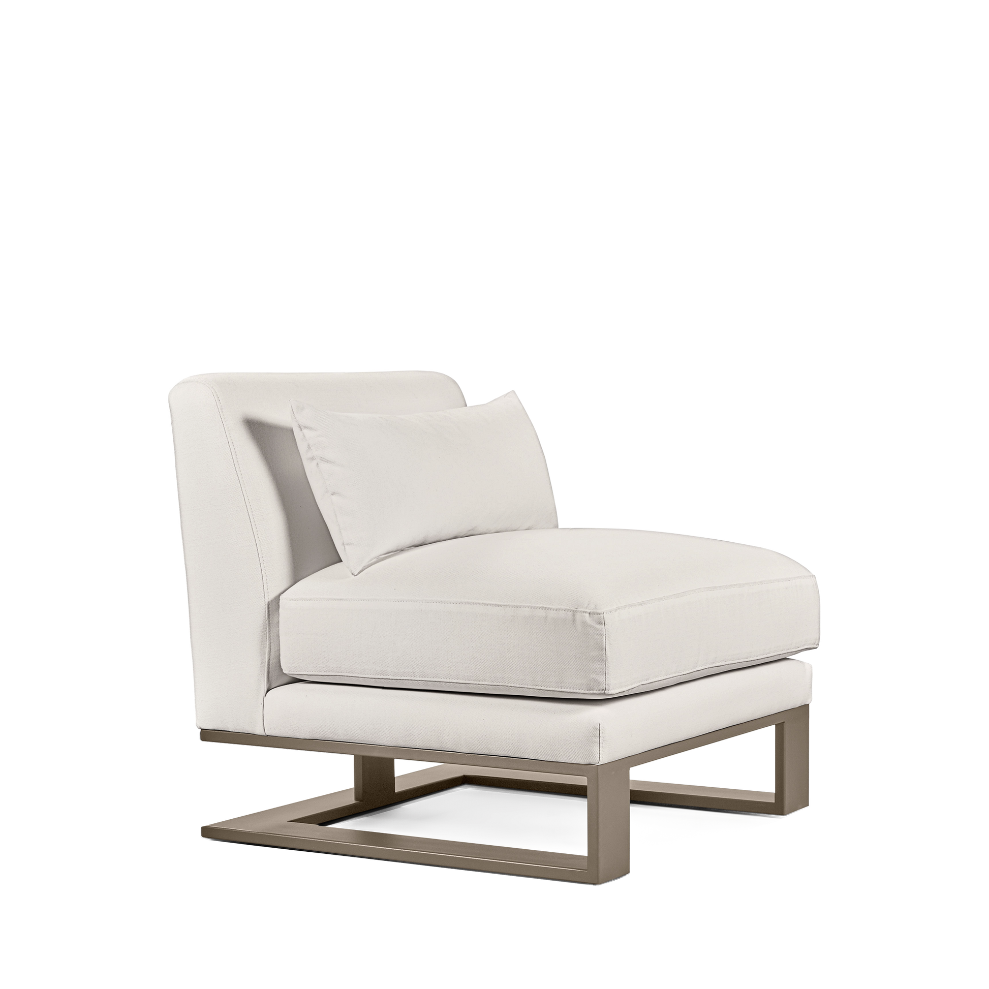 Alpes armchair with white textile and champagne colored wood legs