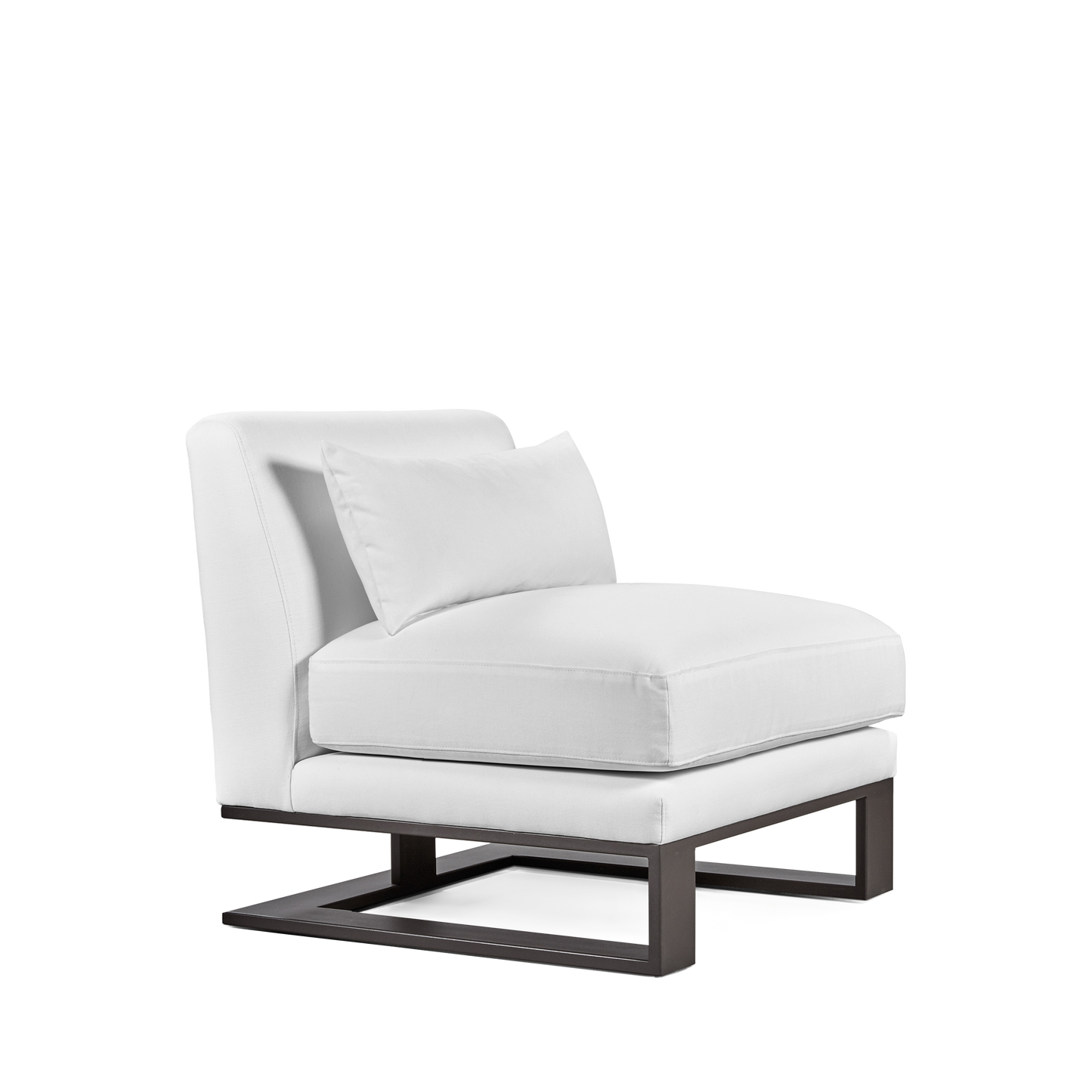 Alpes armchair with linara white textile and moka wood legs
