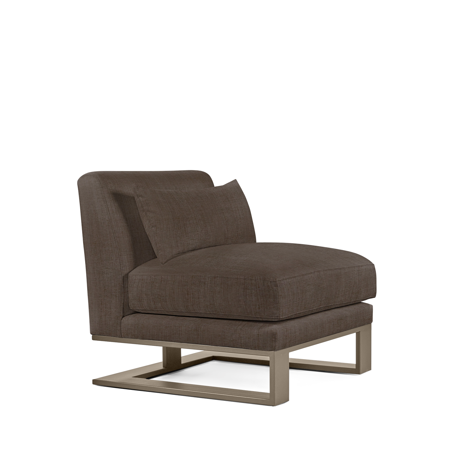Alpes armchair with dark grey textile and champagne colored wood legs