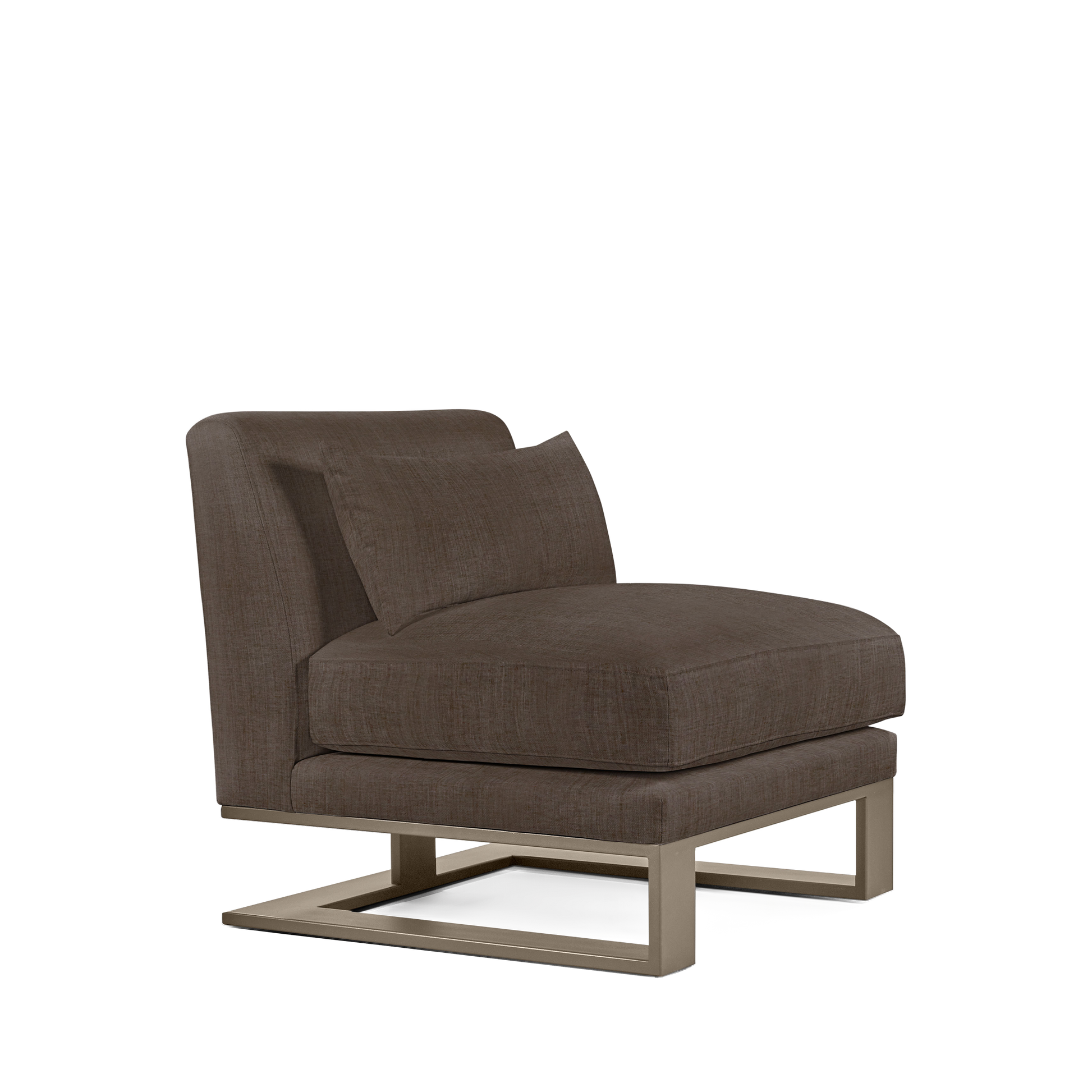 Alpes armchair with dark grey textile and champagne colored wood legs
