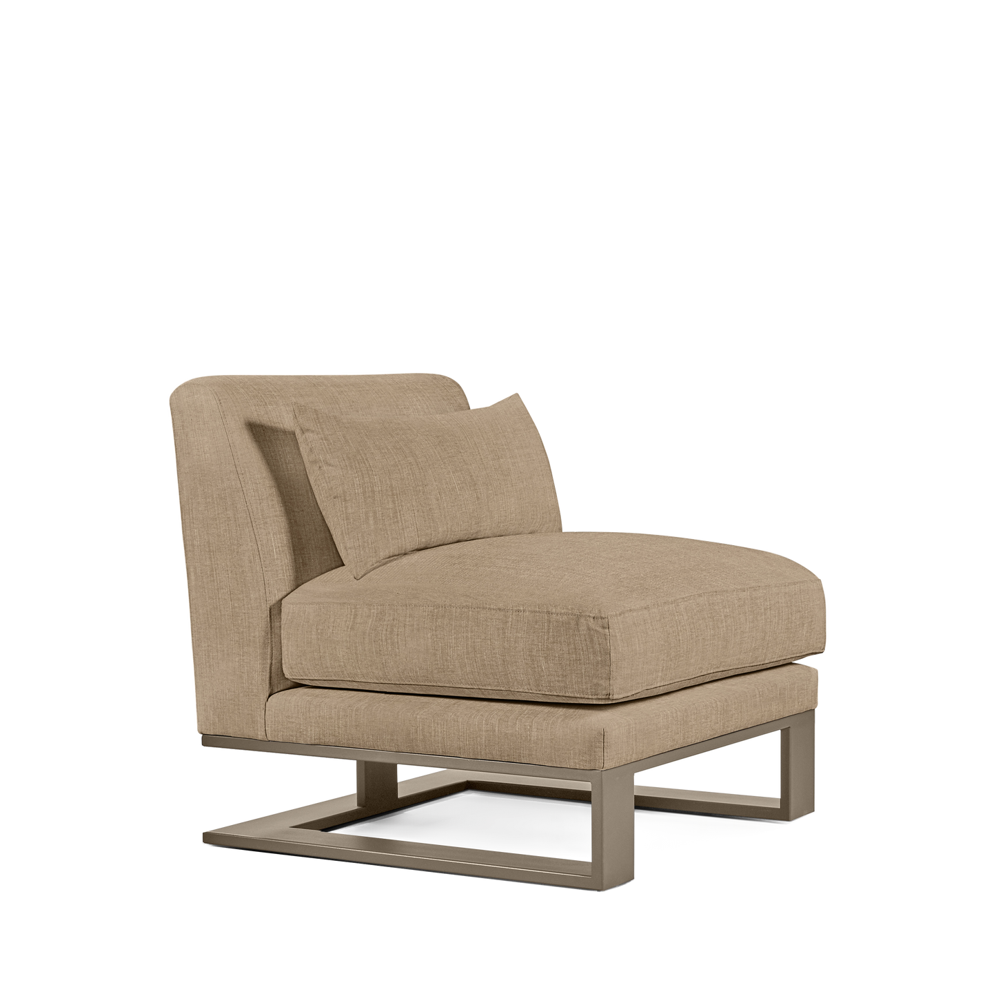 Alpes armchair with khaki textile and champagne colored wood legs