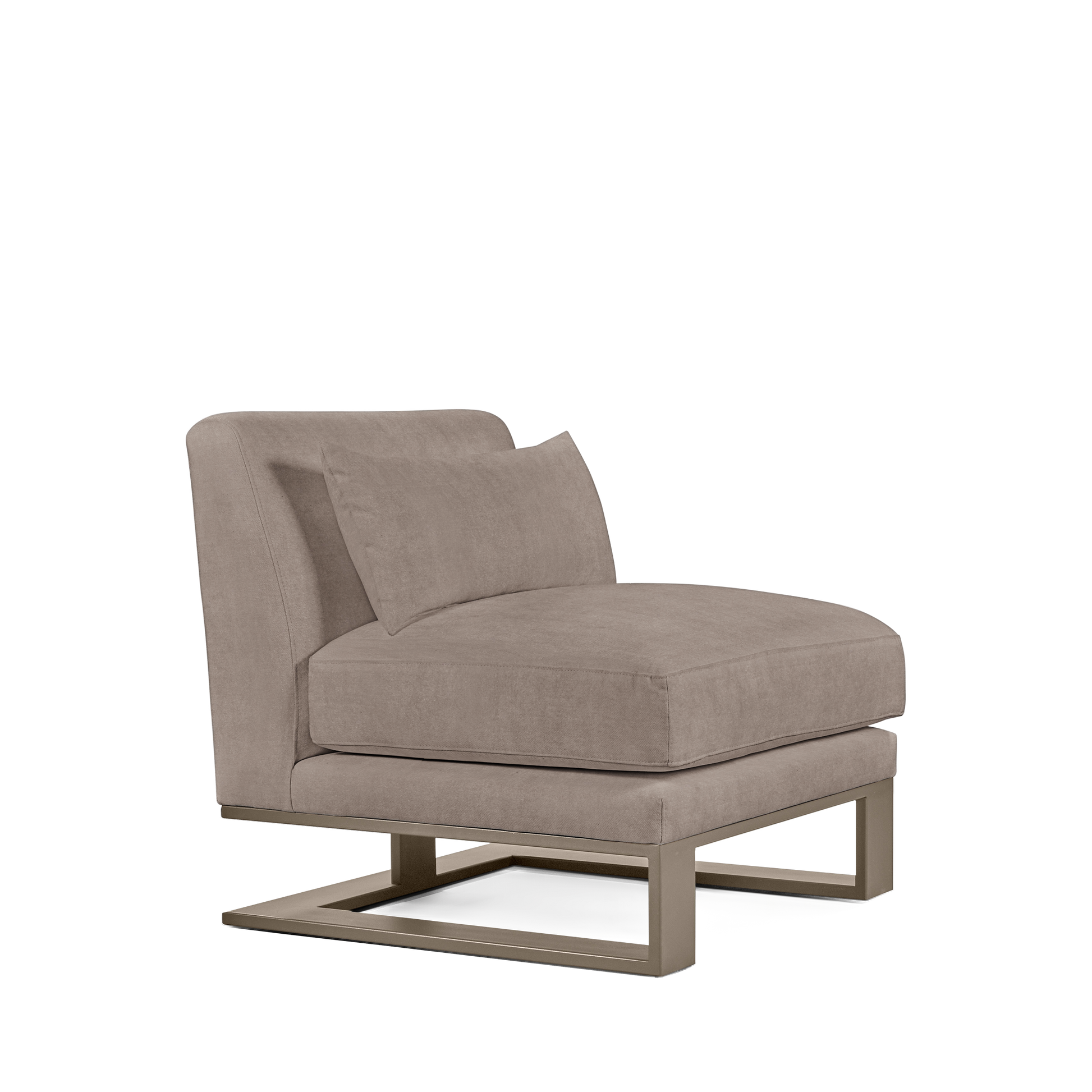 Alpes armchair with grey textile and champagne colored wood legs