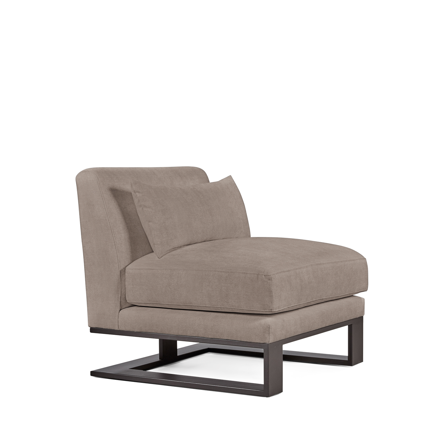 Alpes armchair with London grey textile and moka wood legs