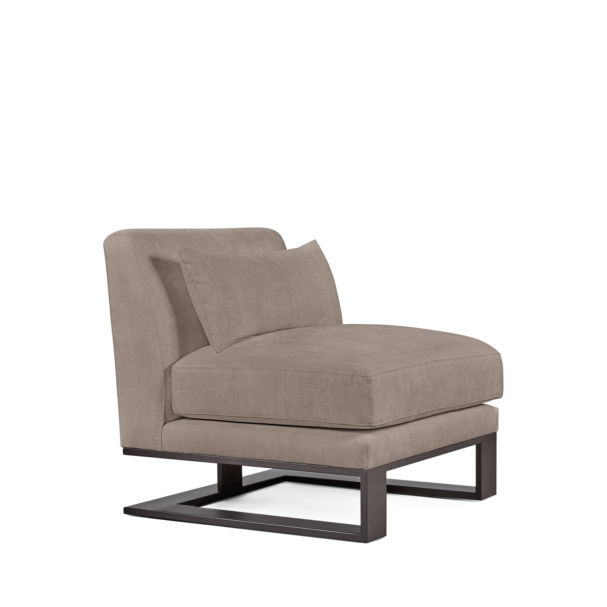 Alpes armchair with London grey textile and moka wood legs