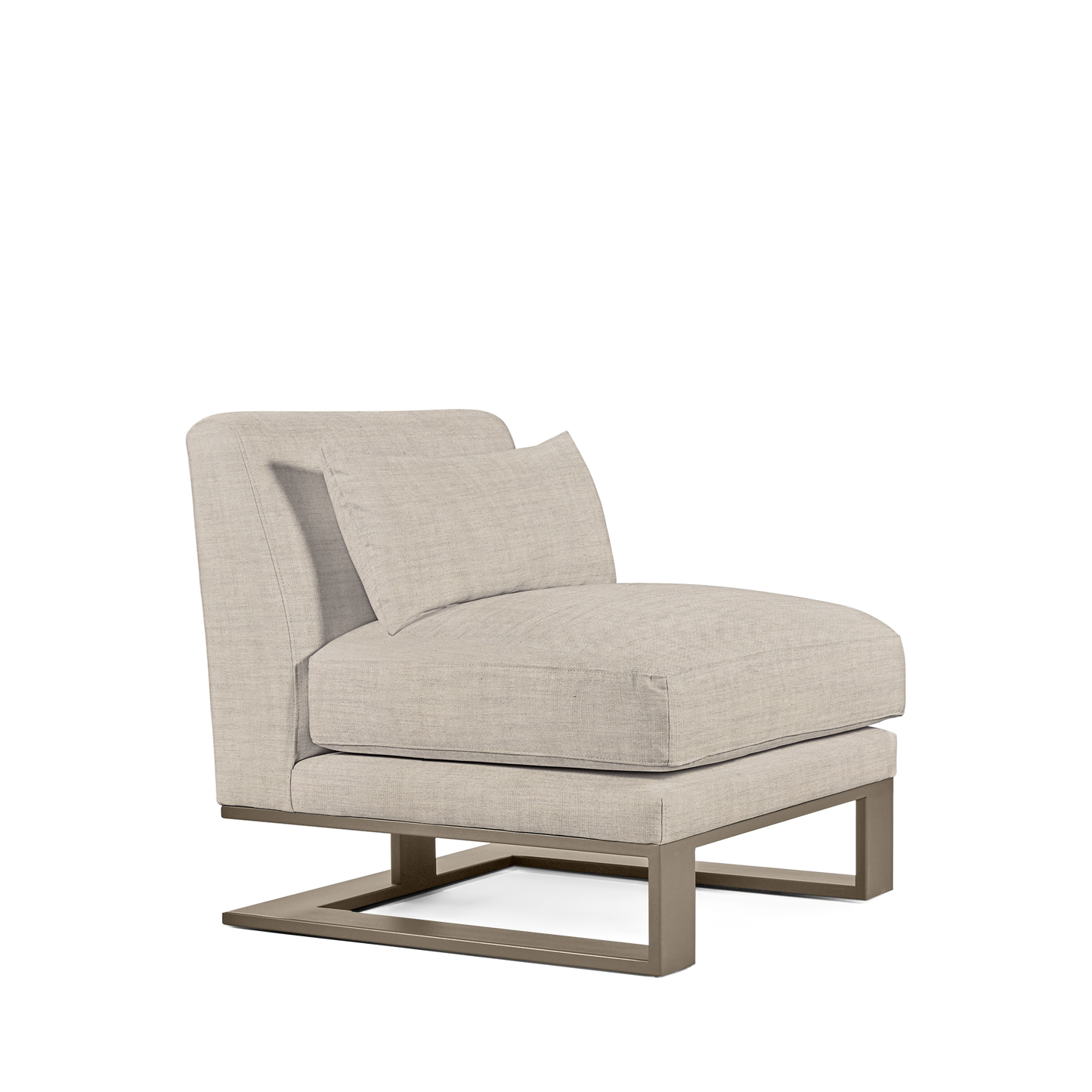 Alpes armchair with taupe textile and champagne colored wood legs