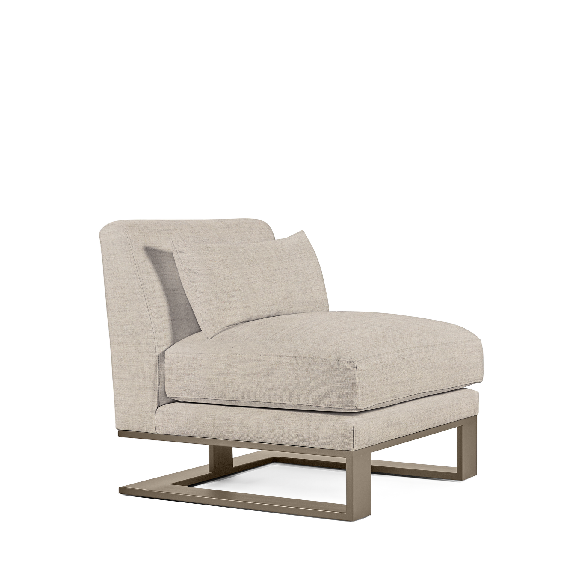 Alpes armchair with taupe textile and champagne colored wood legs