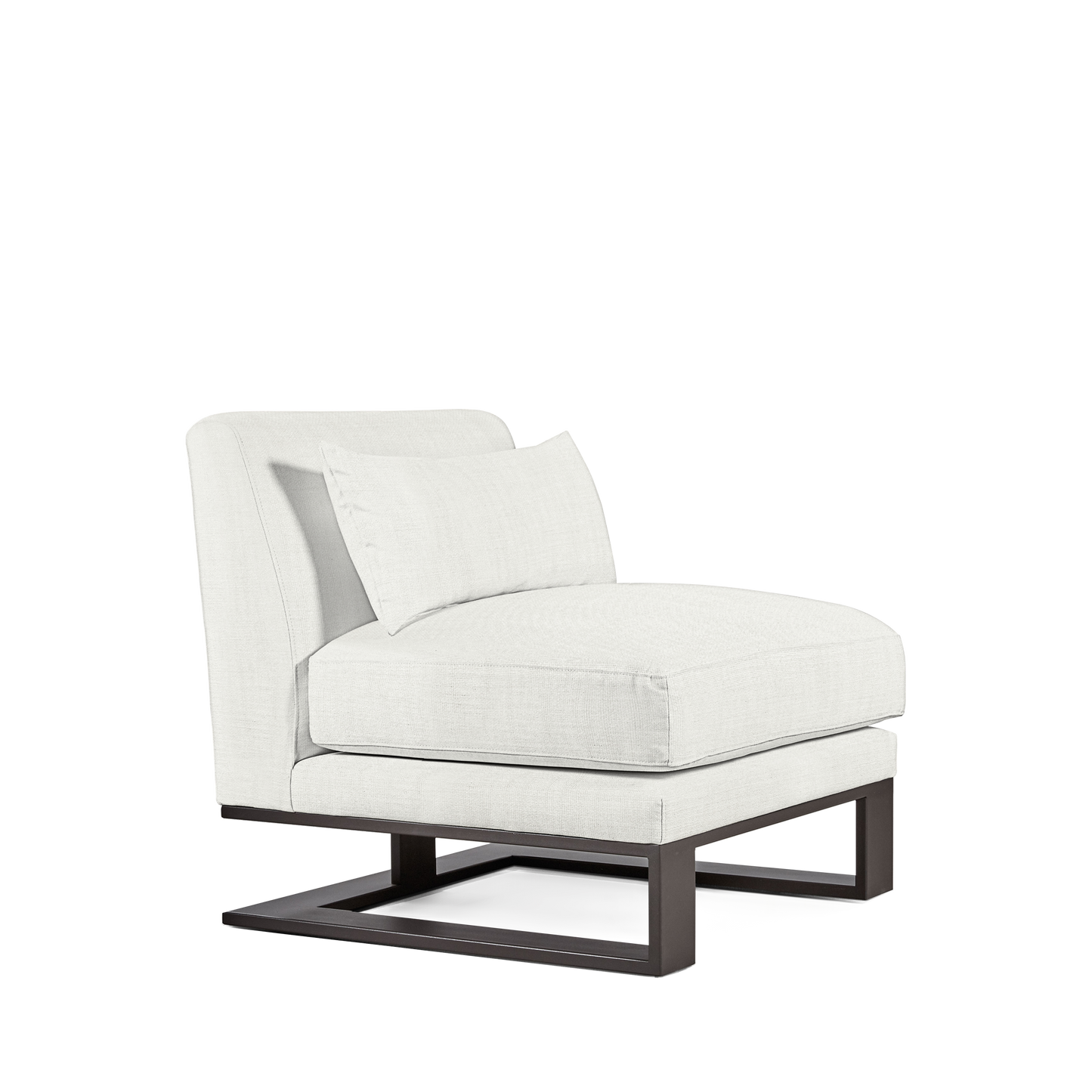 Alpes armchair with Rocco white textile and moka wood legs