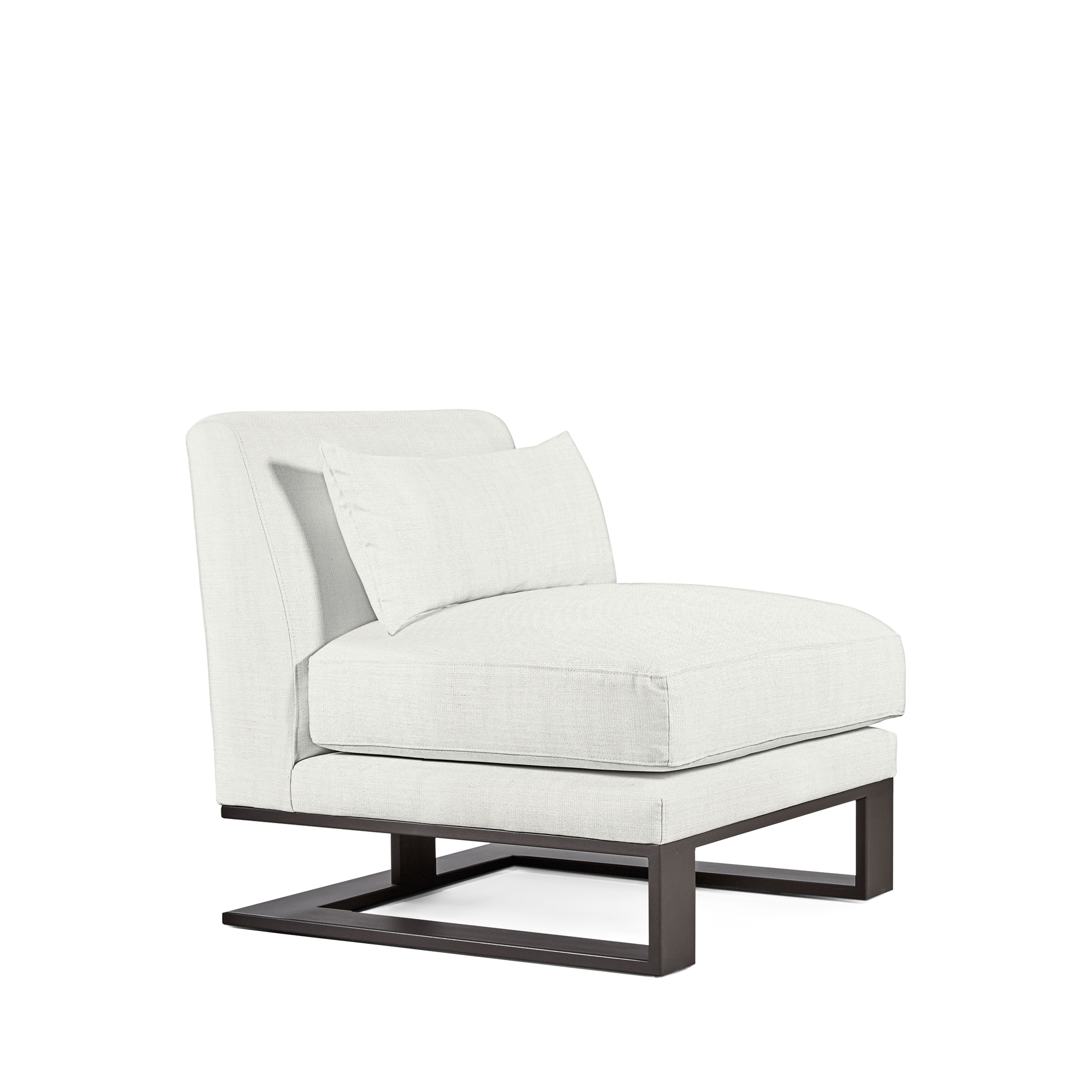 Alpes armchair with Rocco white textile and moka wood legs