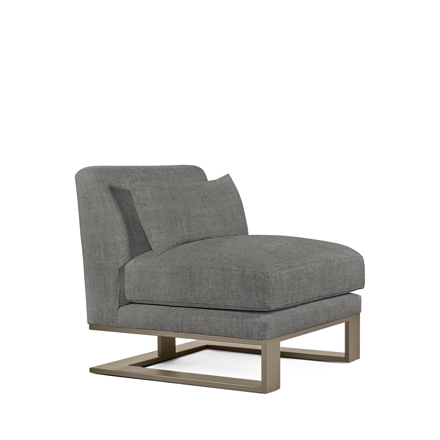 Alpes armchair with dark grey textile and champagne colored wood legs