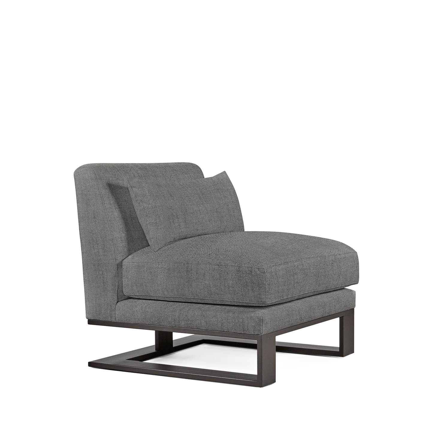Alpes armchair with dark grey textile and moka colored wood legs