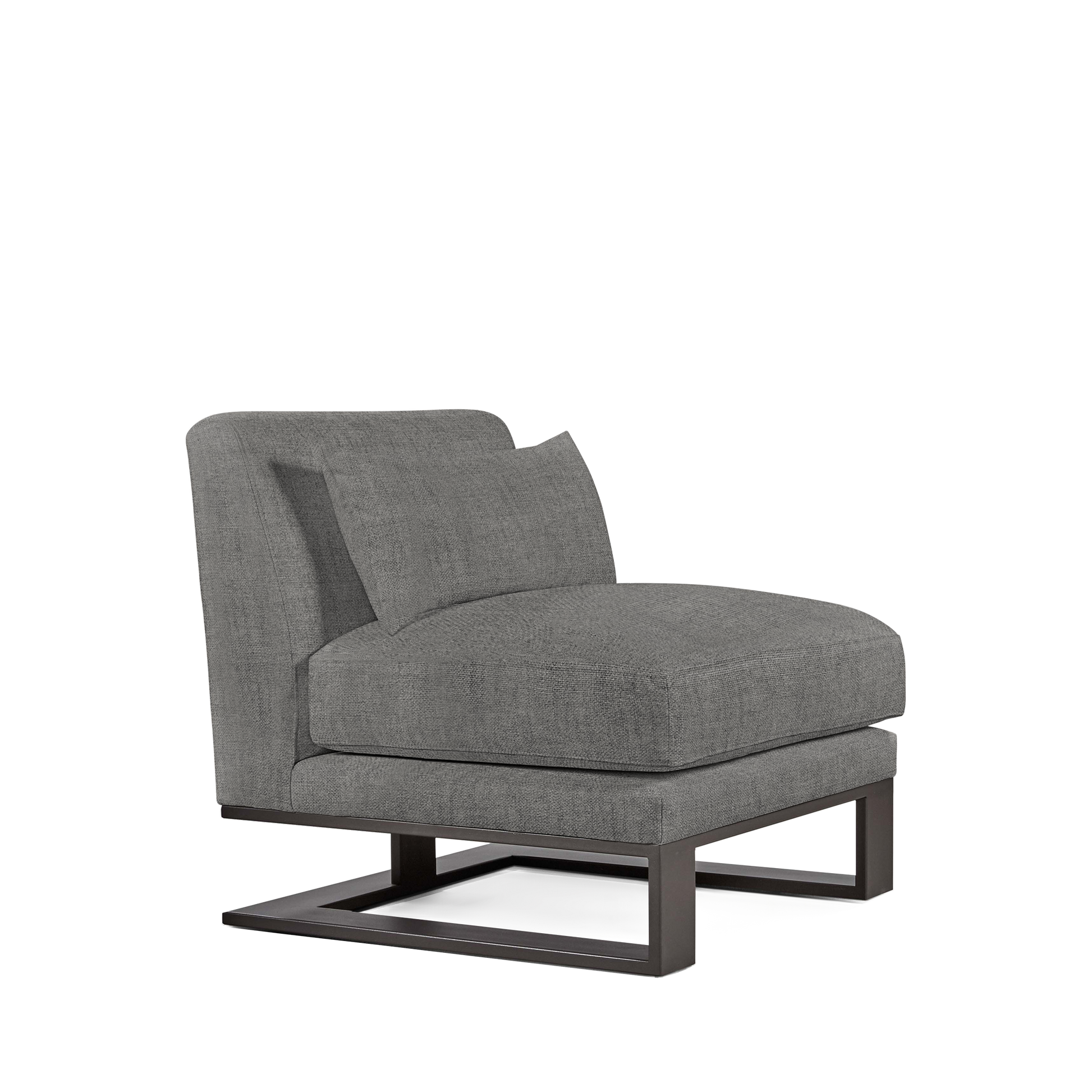 Alpes armchair with dark grey textile and moka colored wood legs