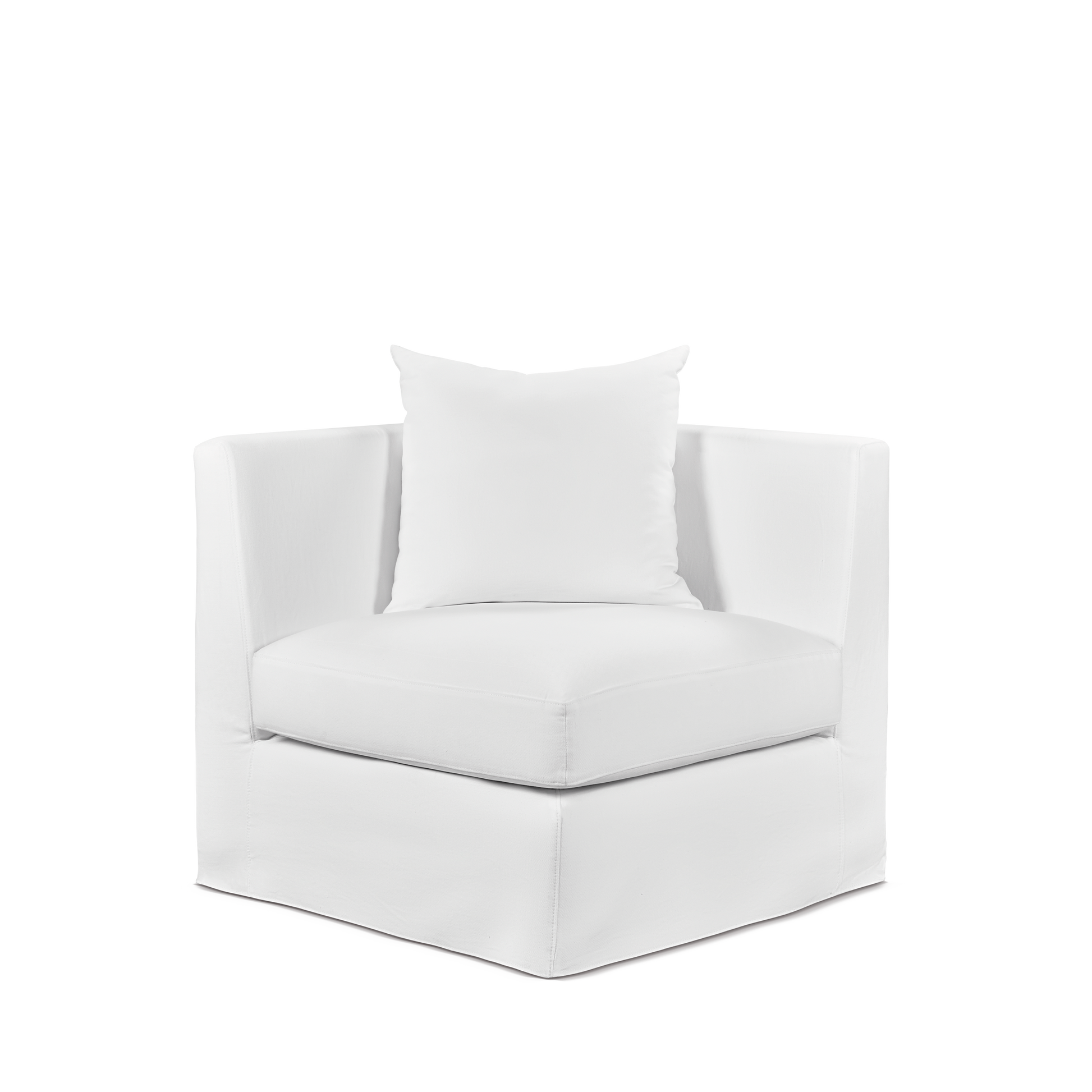 Angle view  Breathe armchair with white textile