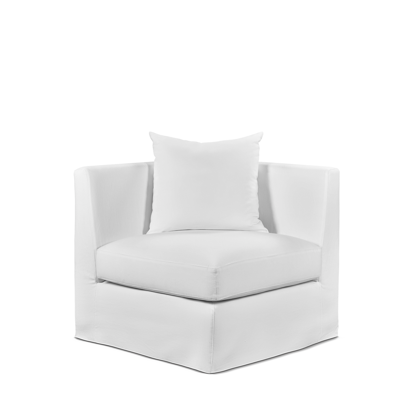 Front view Breathe armchair with linara white textile