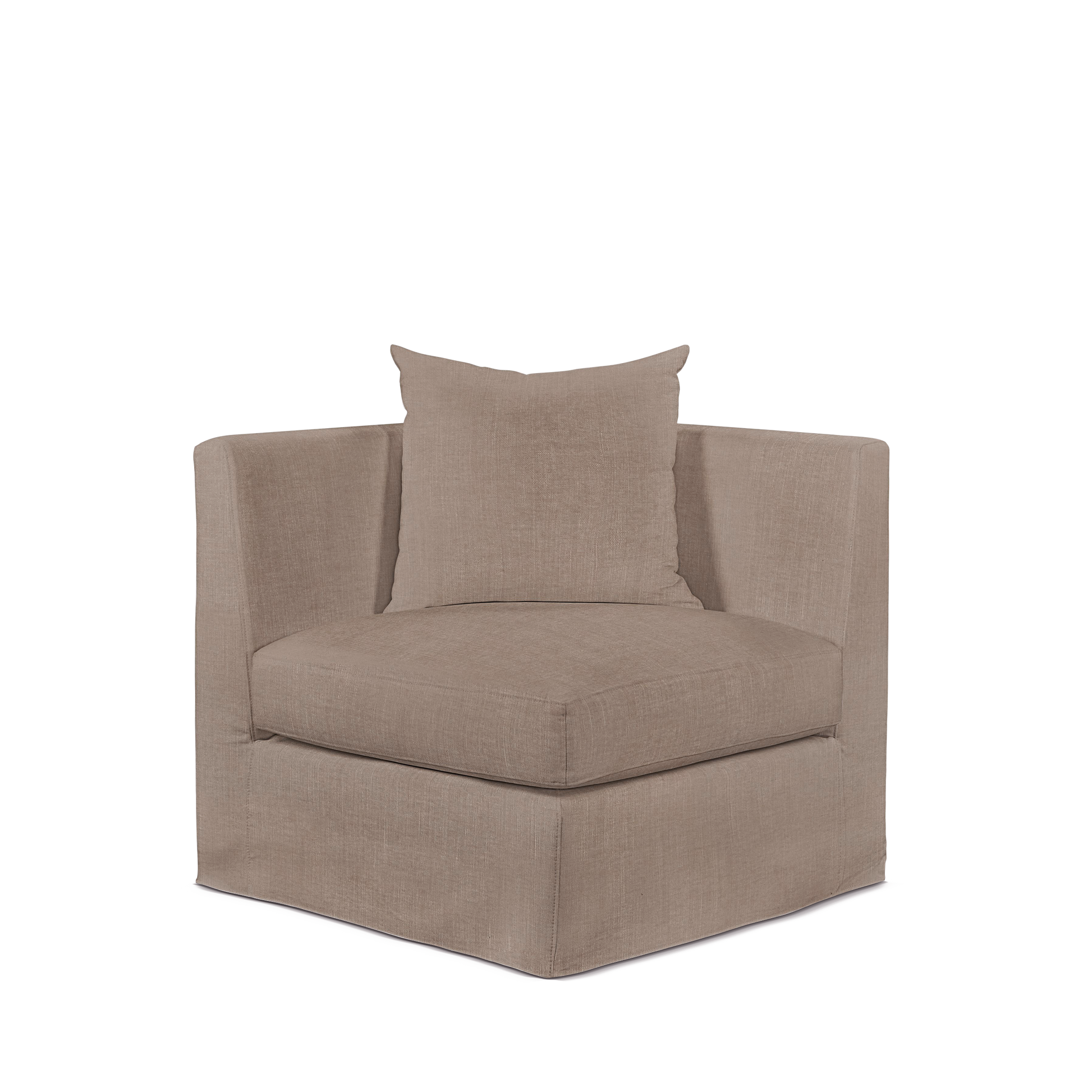 Front view Breathe armchair with linara light brown textile