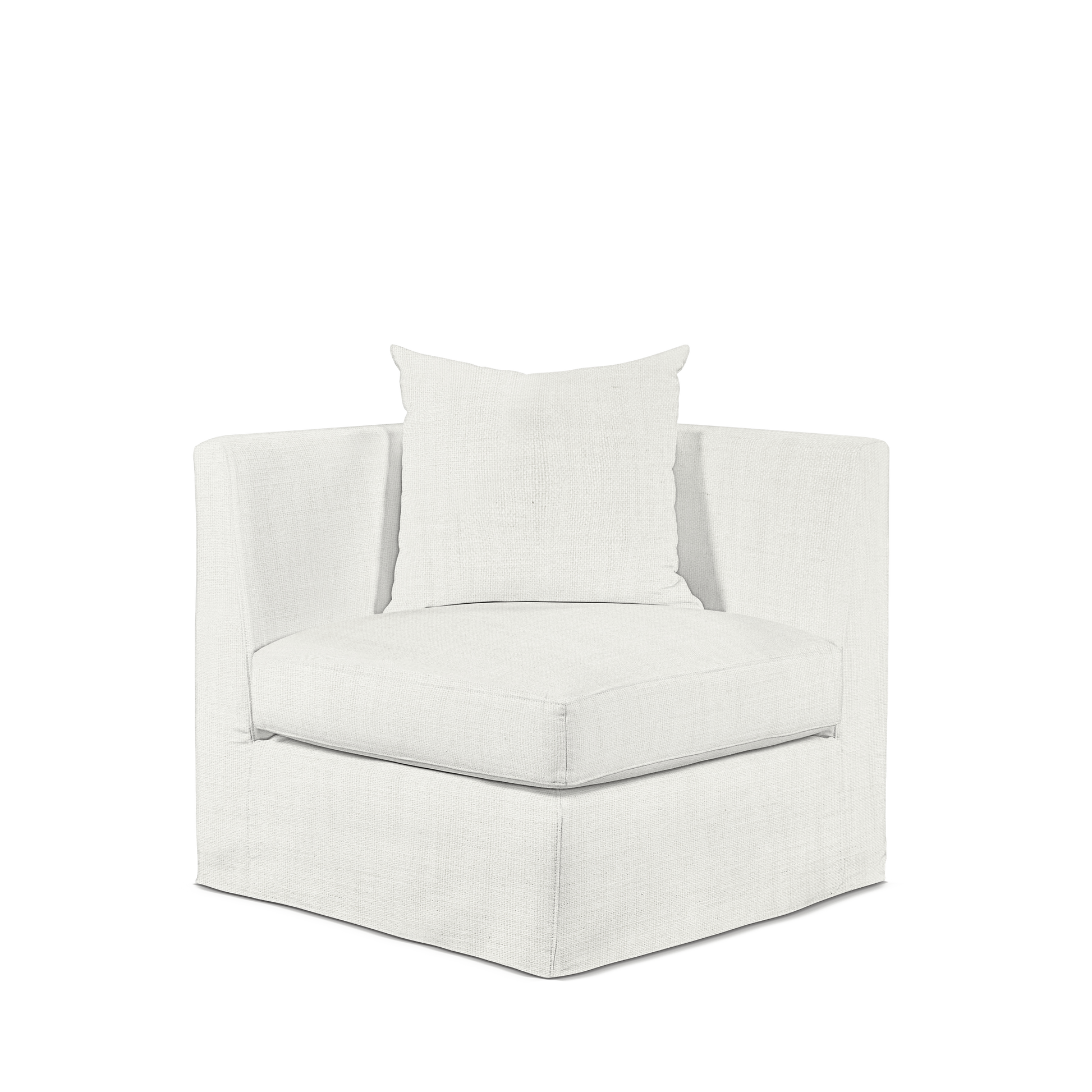 Front view Breathe armchair with Rocco white textile