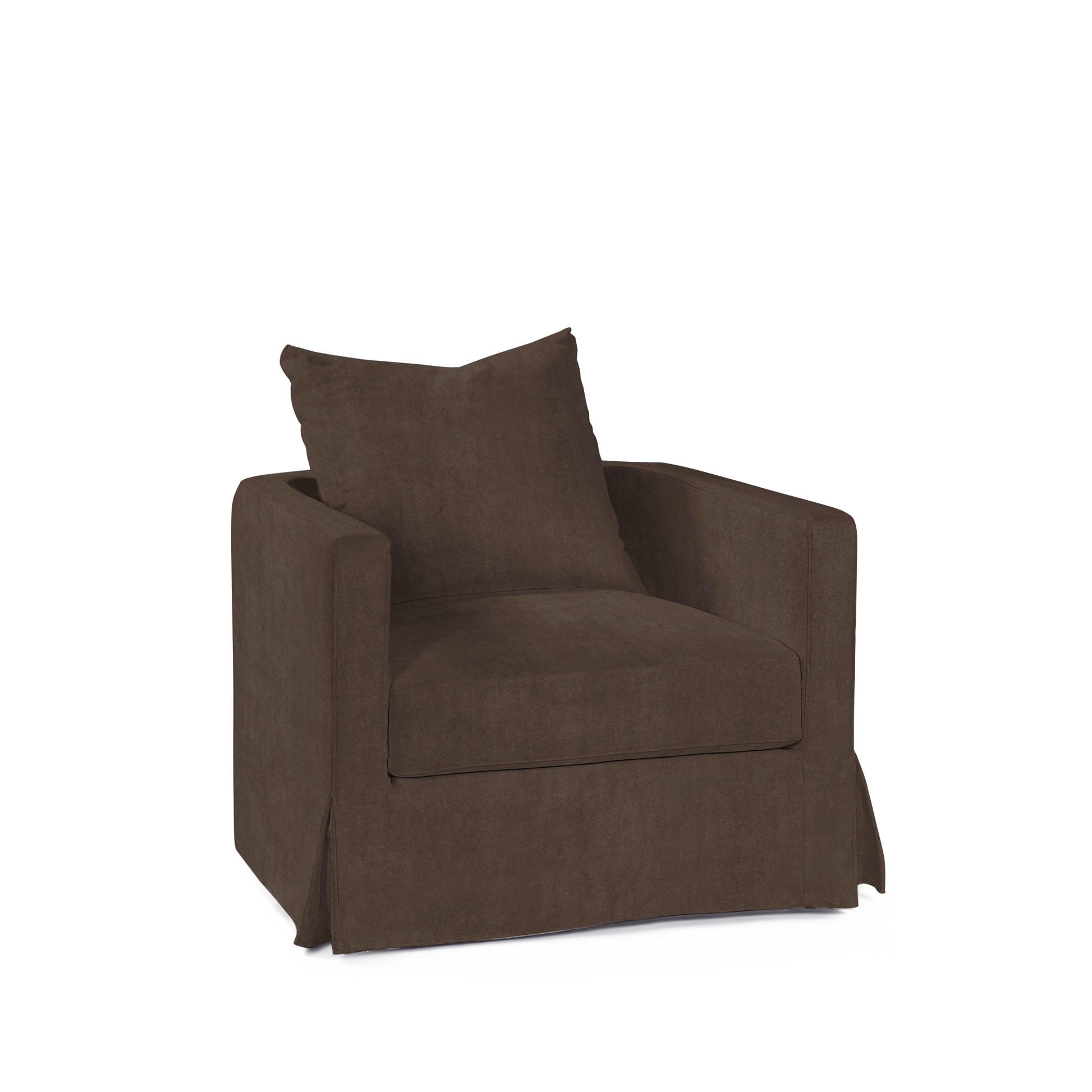 NIDO ARMCHAIR with suede brown textile