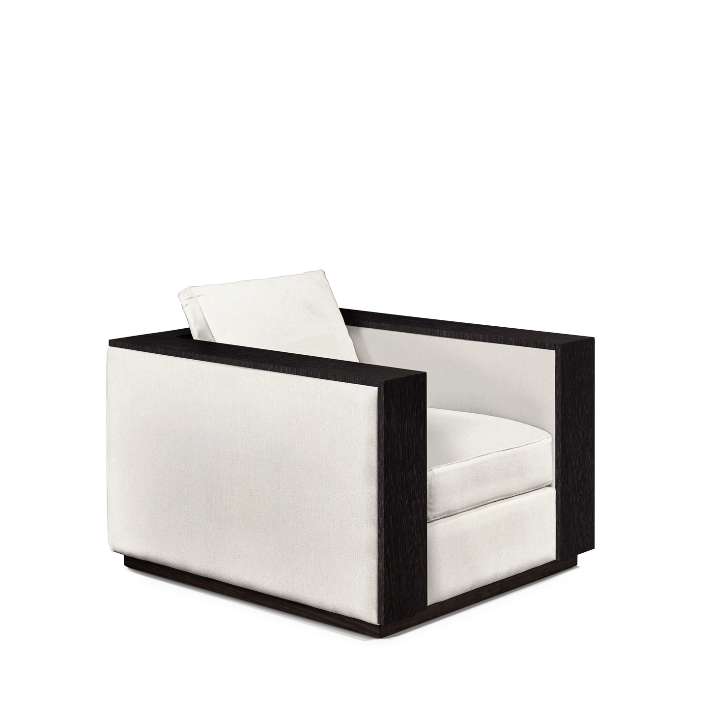 ROBLE ARMCHAIR with bolt white textile and chocolate wood