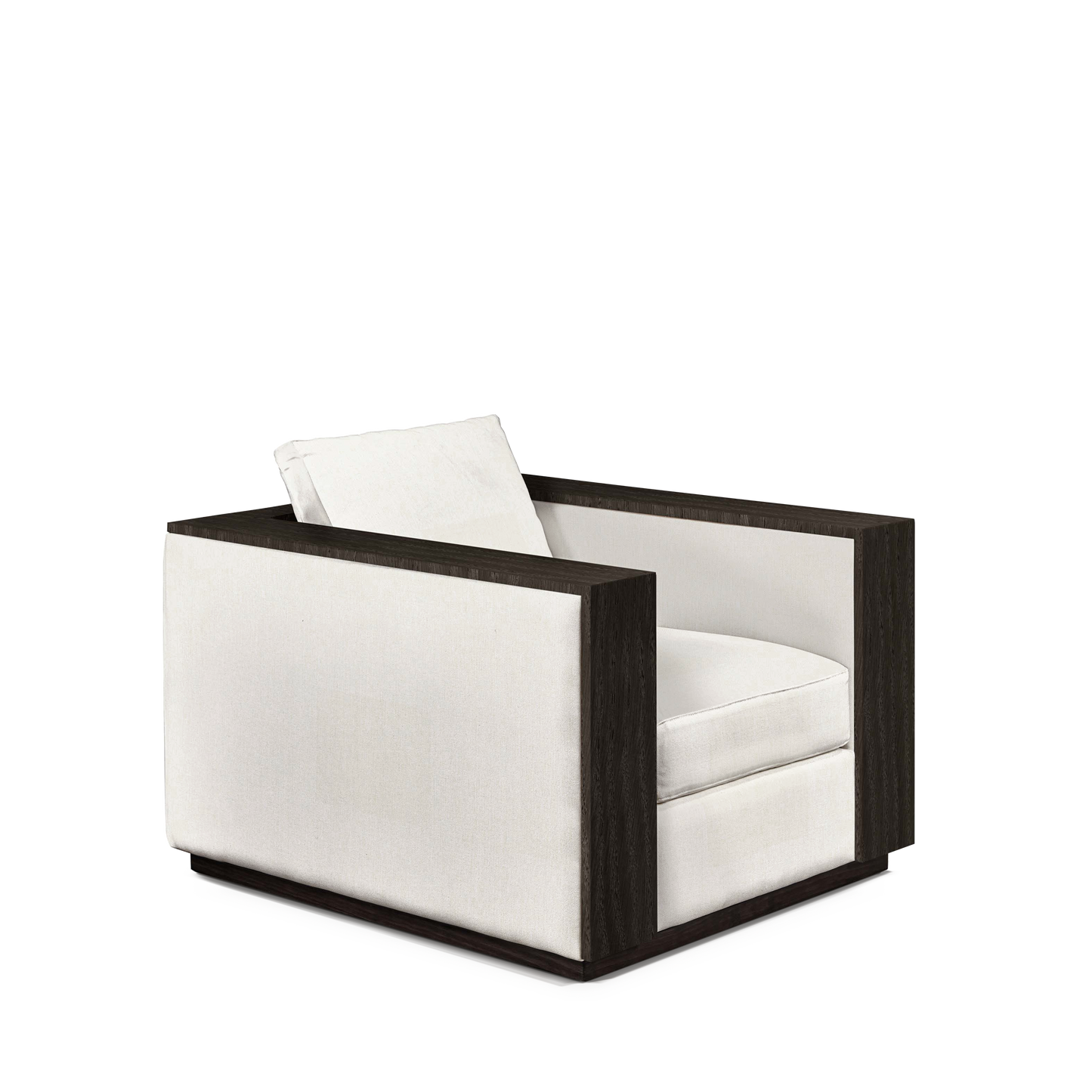 ROBLE ARMCHAIR with bolt white textile and dark grey wood