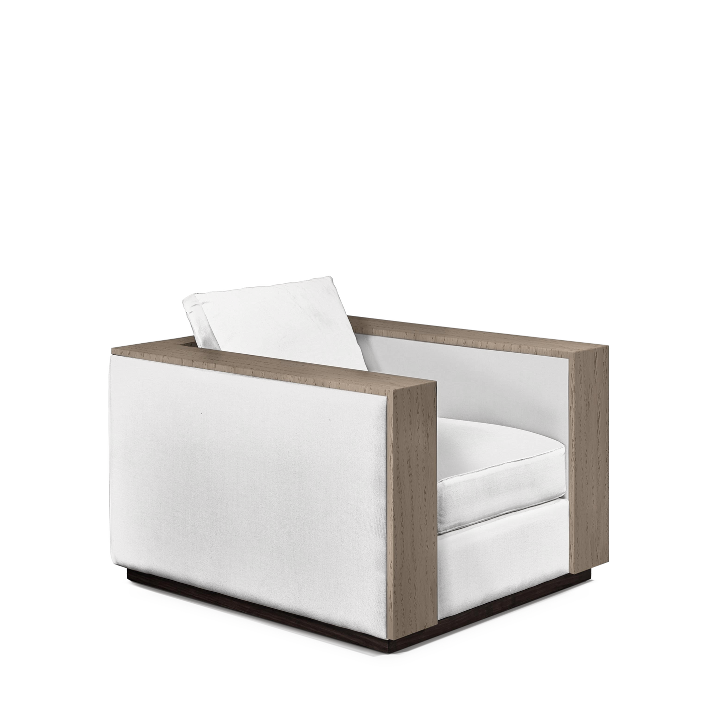 ROBLE ARMCHAIR with linara white textile and natural grey wood