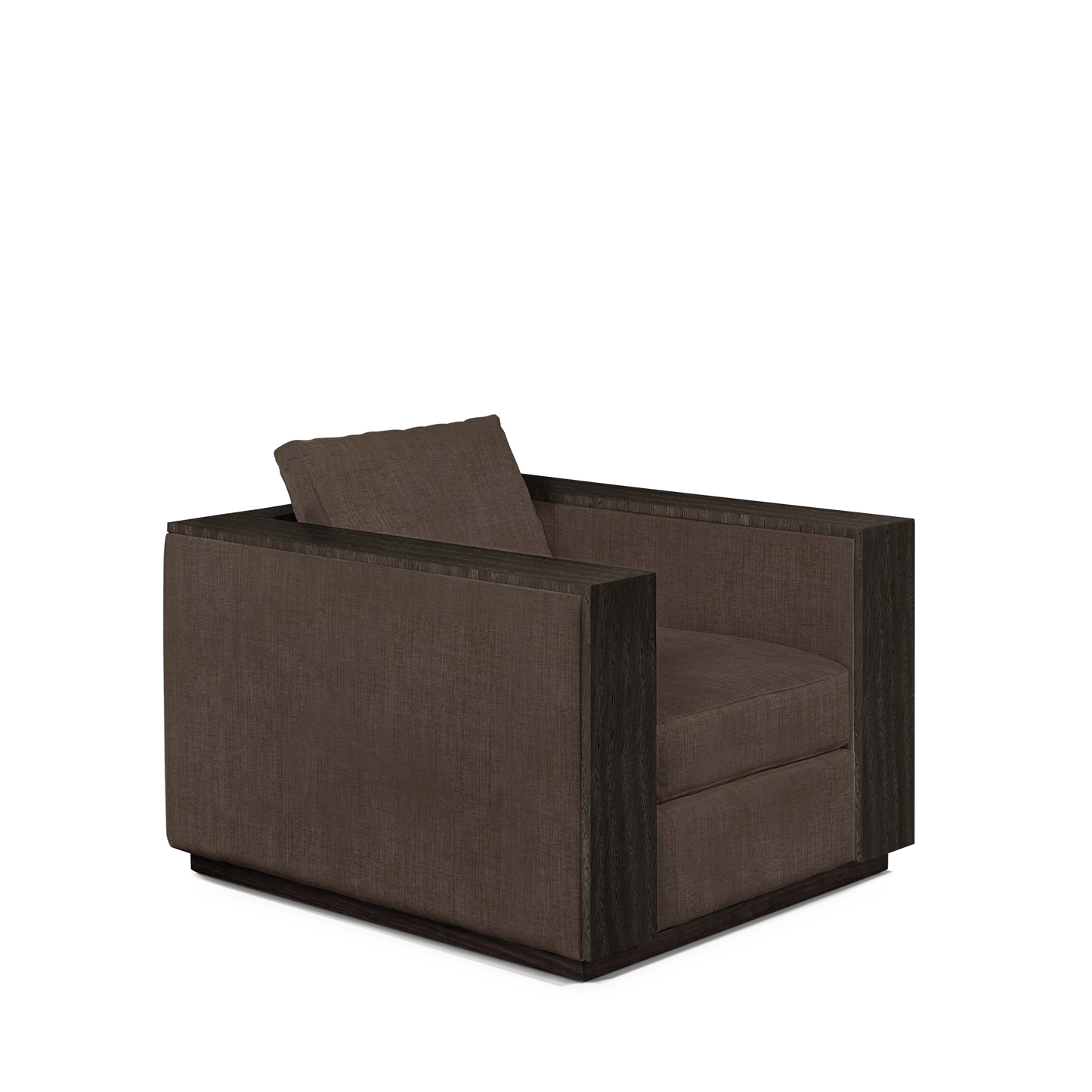 ROBLE ARMCHAIR with warm grey textile and dark grey wood