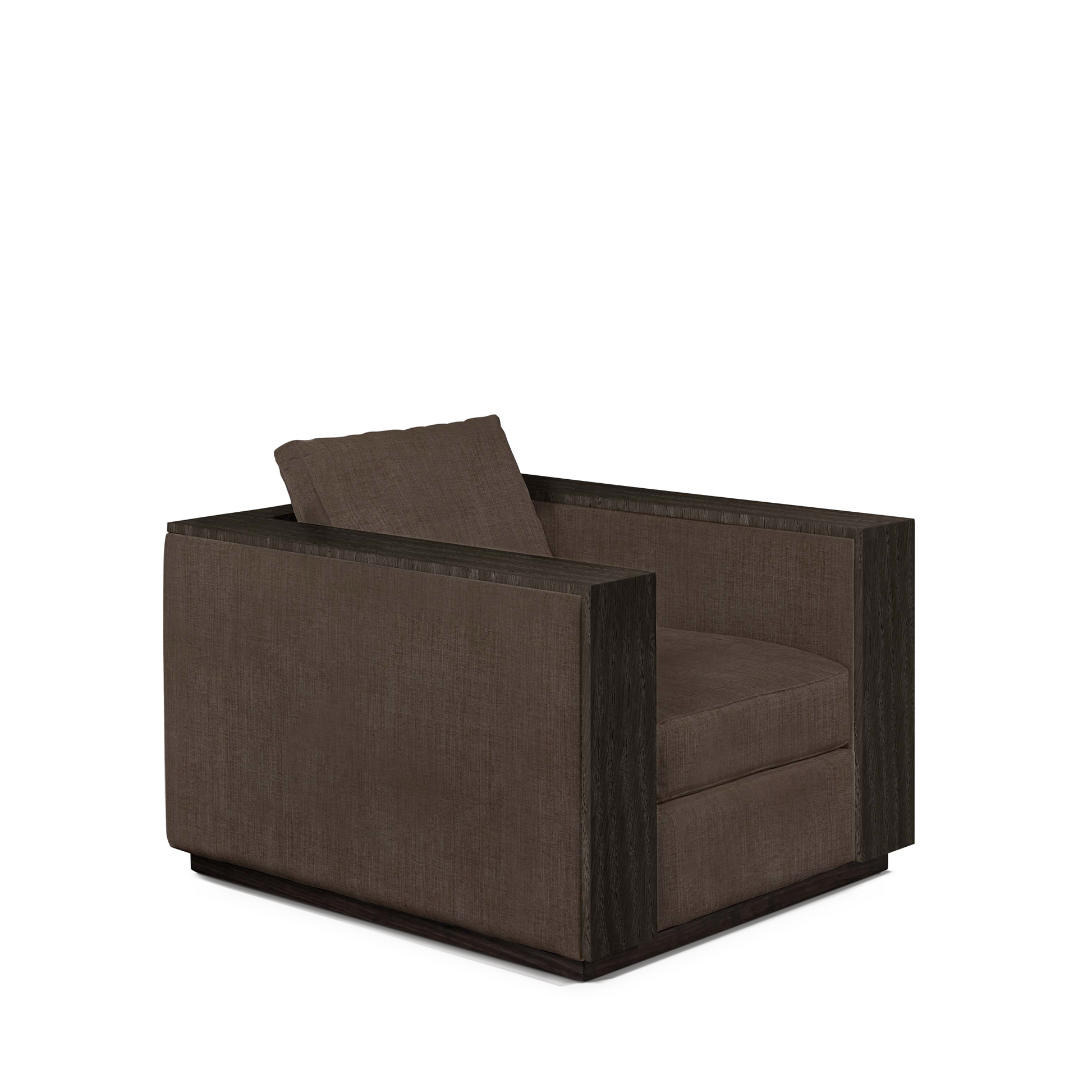 Sandon armchair with dark grey textile and dark grey wood