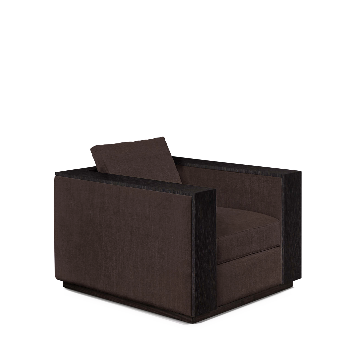 ROBLE ARMCHAIR with linara  brown textile and chocolate wood