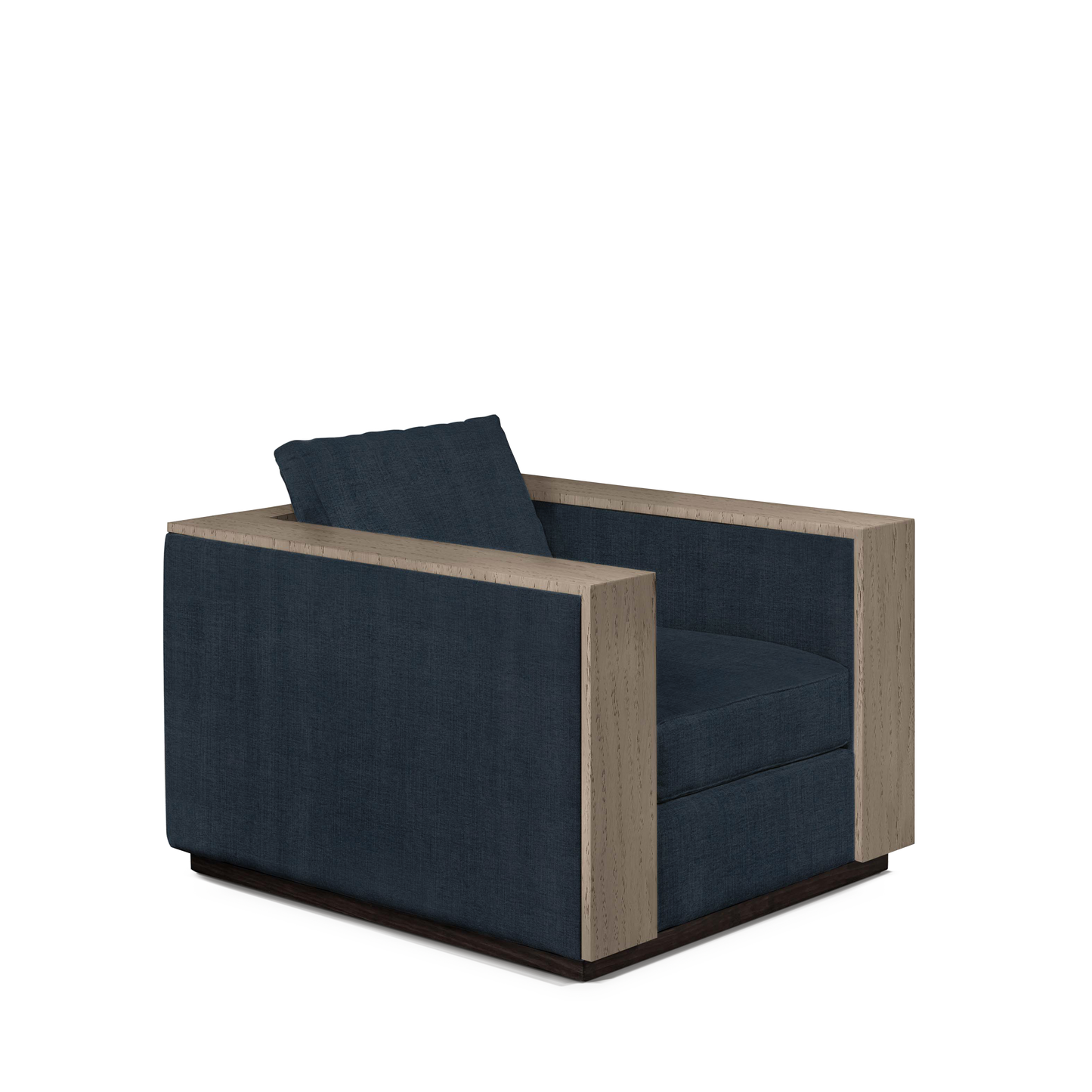 ROBLE ARMCHAIR with linco dark blue textile and natural grey wood