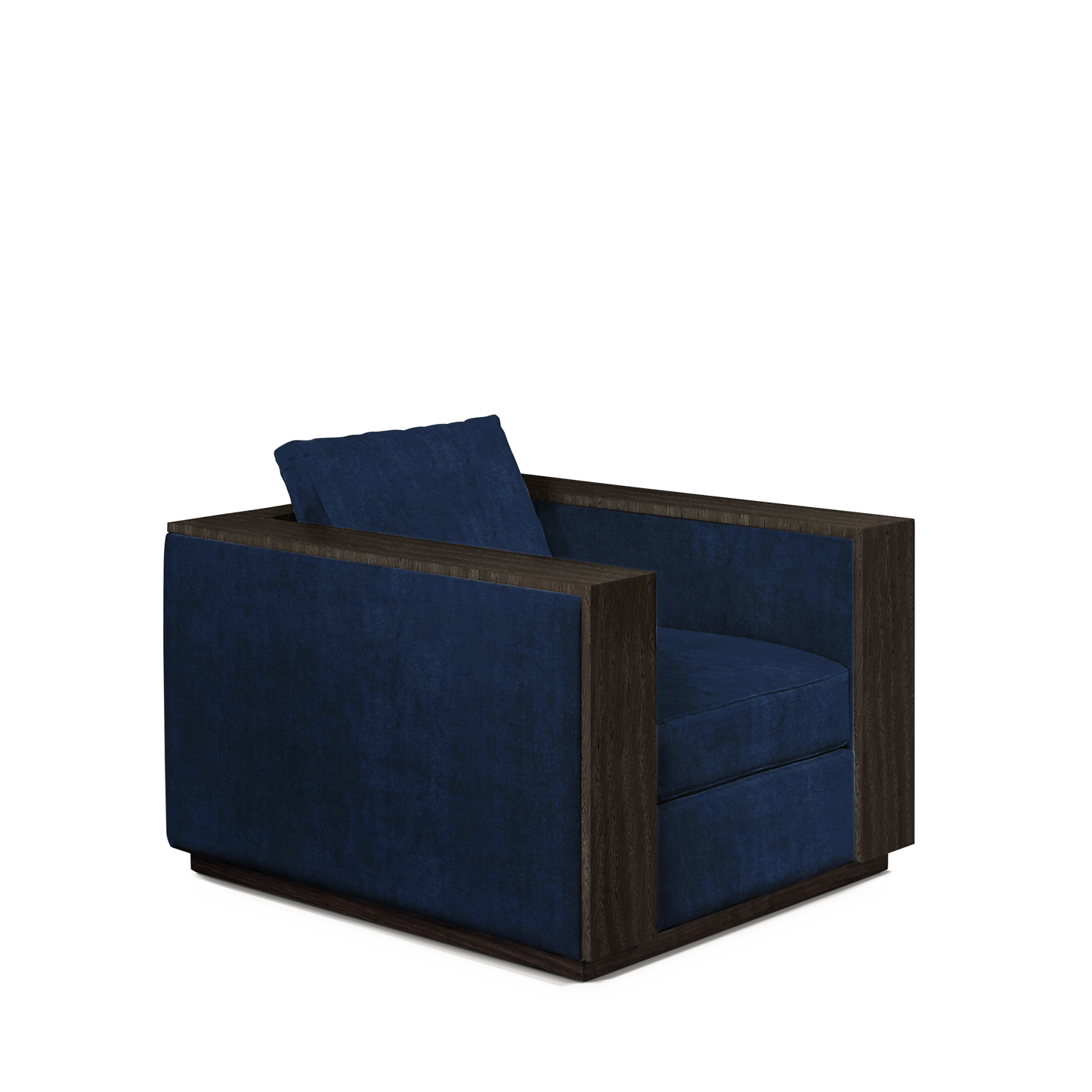 ROBLE ARMCHAIR with london dark blue textile and dark grey wood