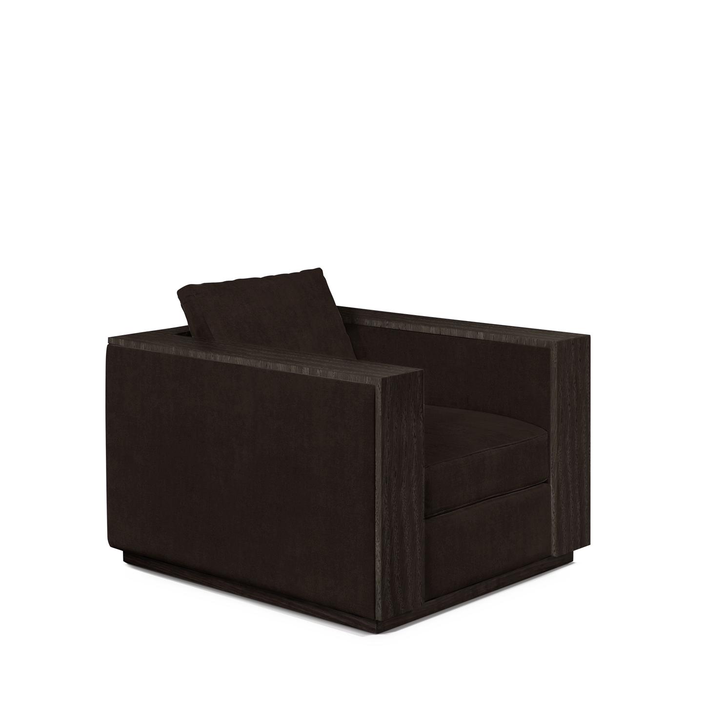 ROBLE ARMCHAIR with dark brown textile and dark grey wood