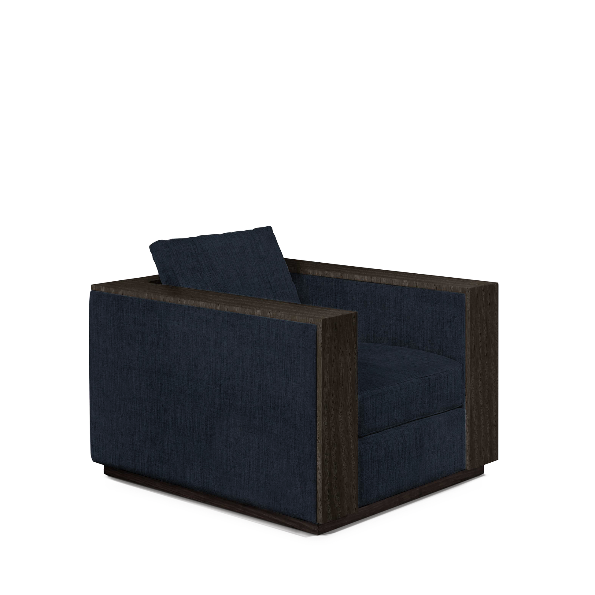 ROBLE ARMCHAIR with dark blue textile and dark grey wood