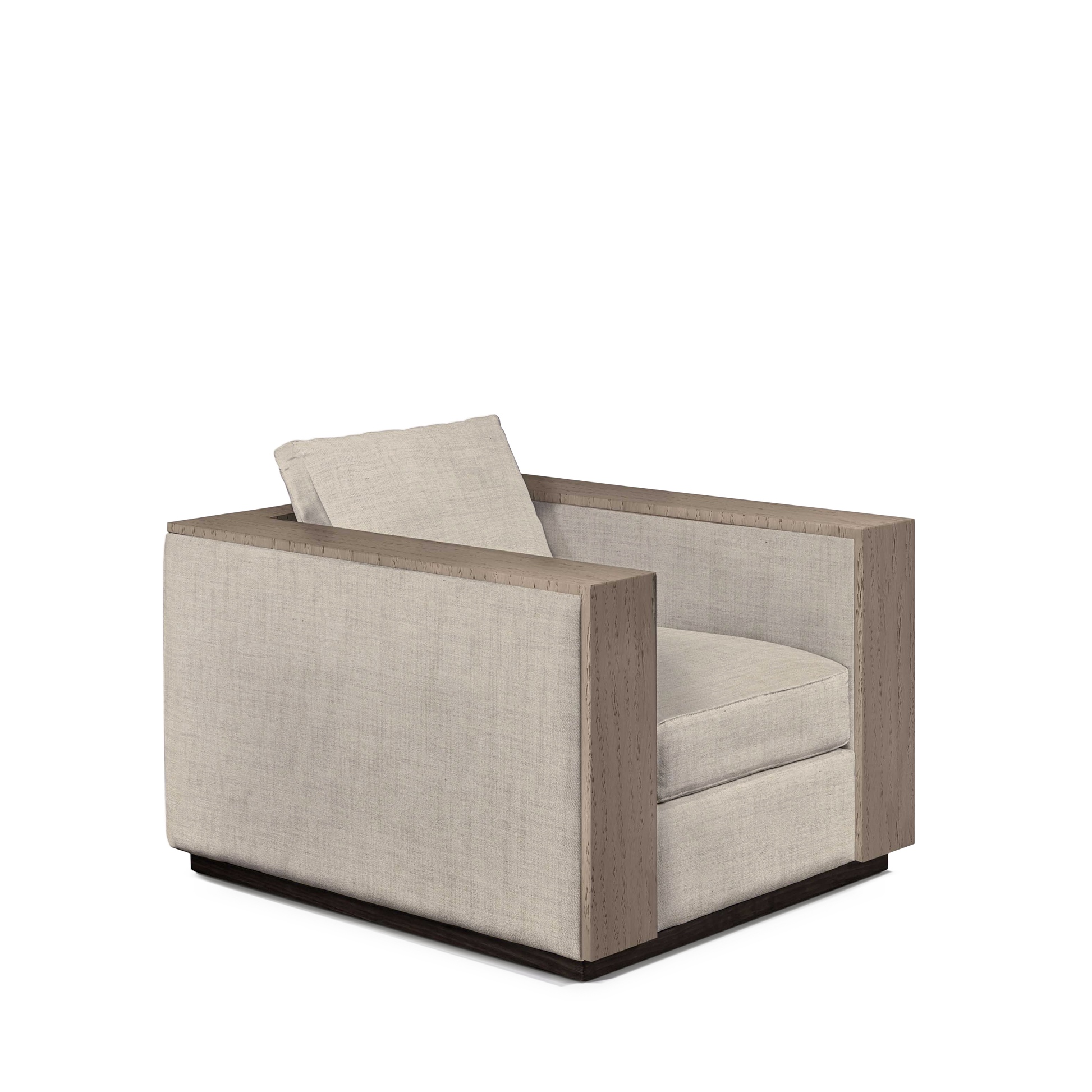 ROBLE ARMCHAIR with taupe textile and natural grey wood