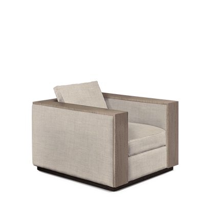 ROBLE ARMCHAIR with taupe textile and natural grey wood 