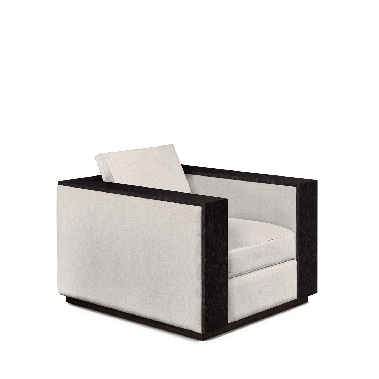 ROBLE ARMCHAIR with light grey textile and chocolate wood