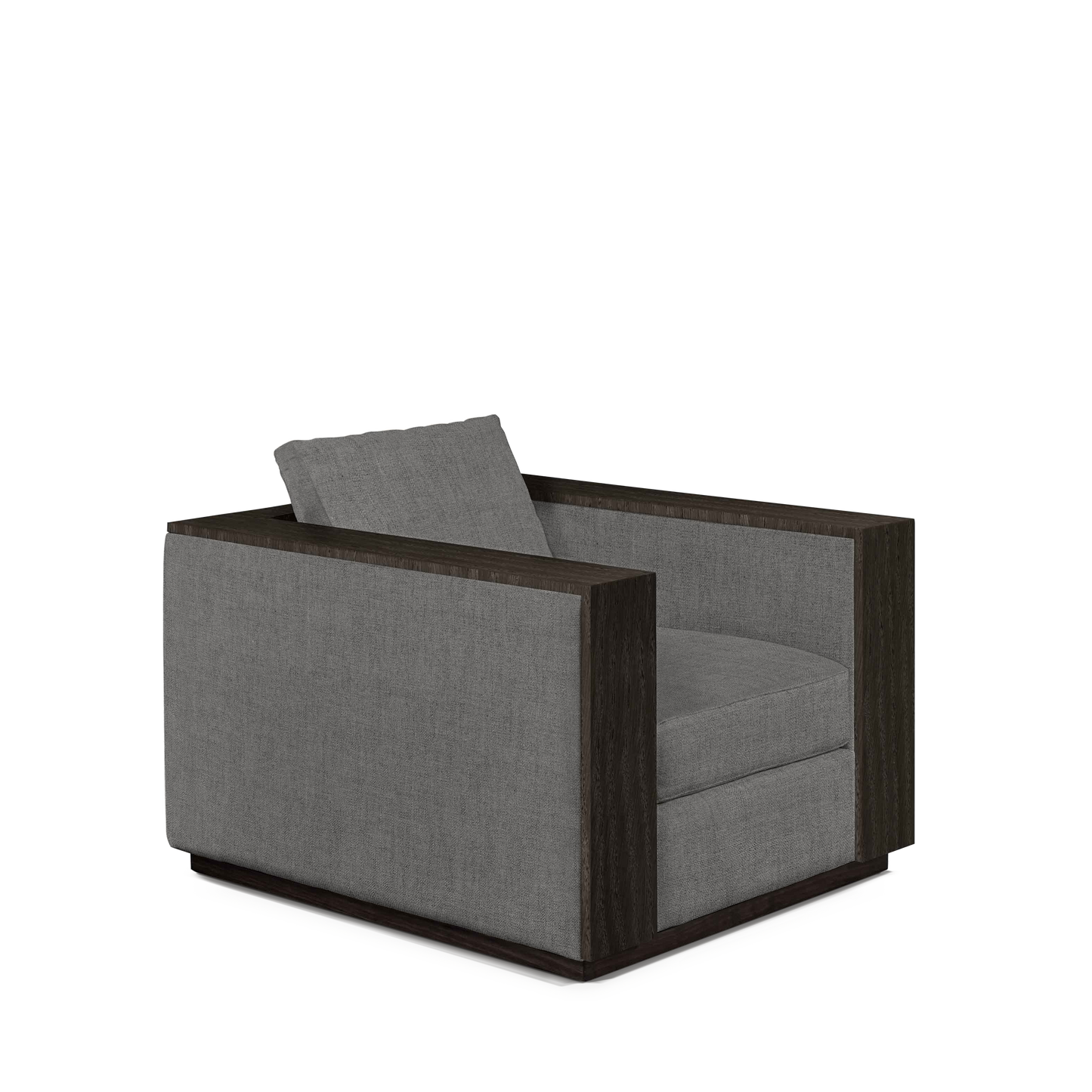 ROBLE ARMCHAIR with dark grey wood and dark grey textile 