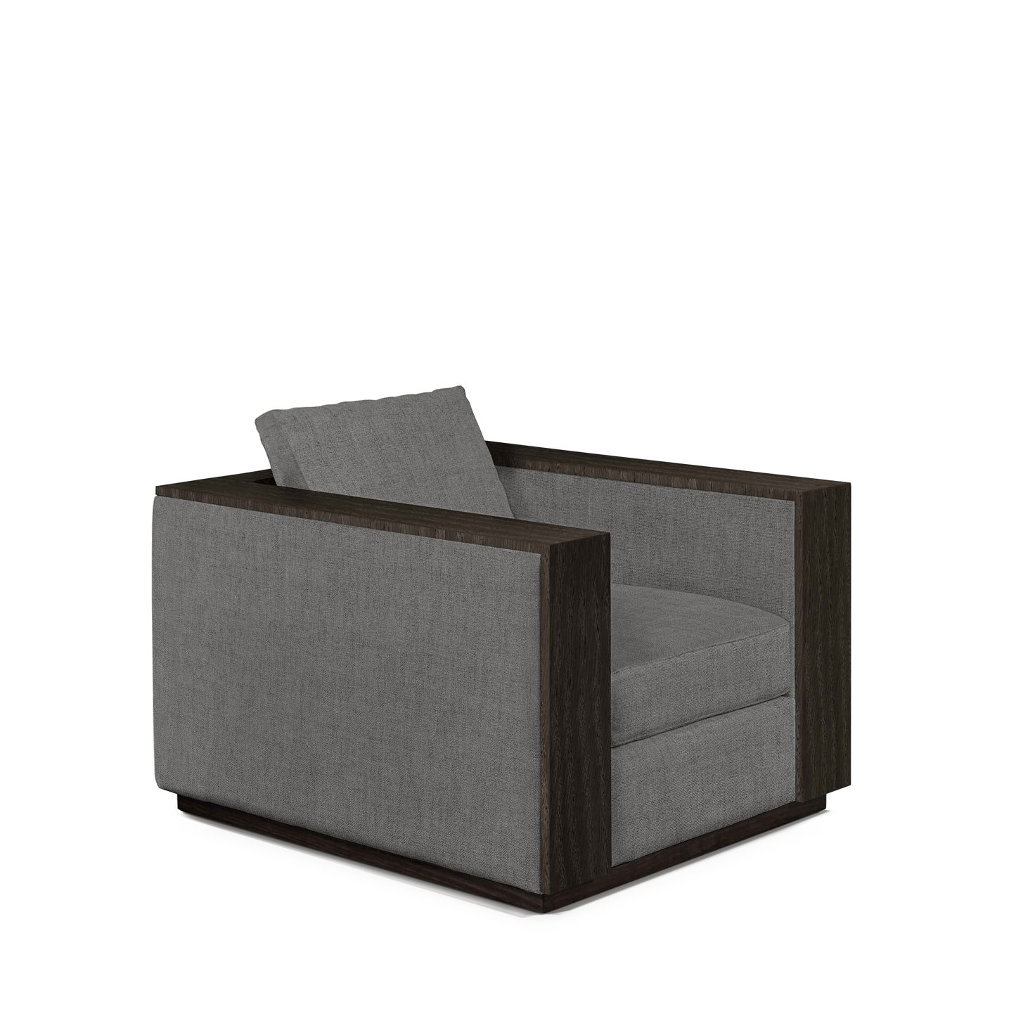 ROBLE ARMCHAIR with dark grey wood and dark grey textile