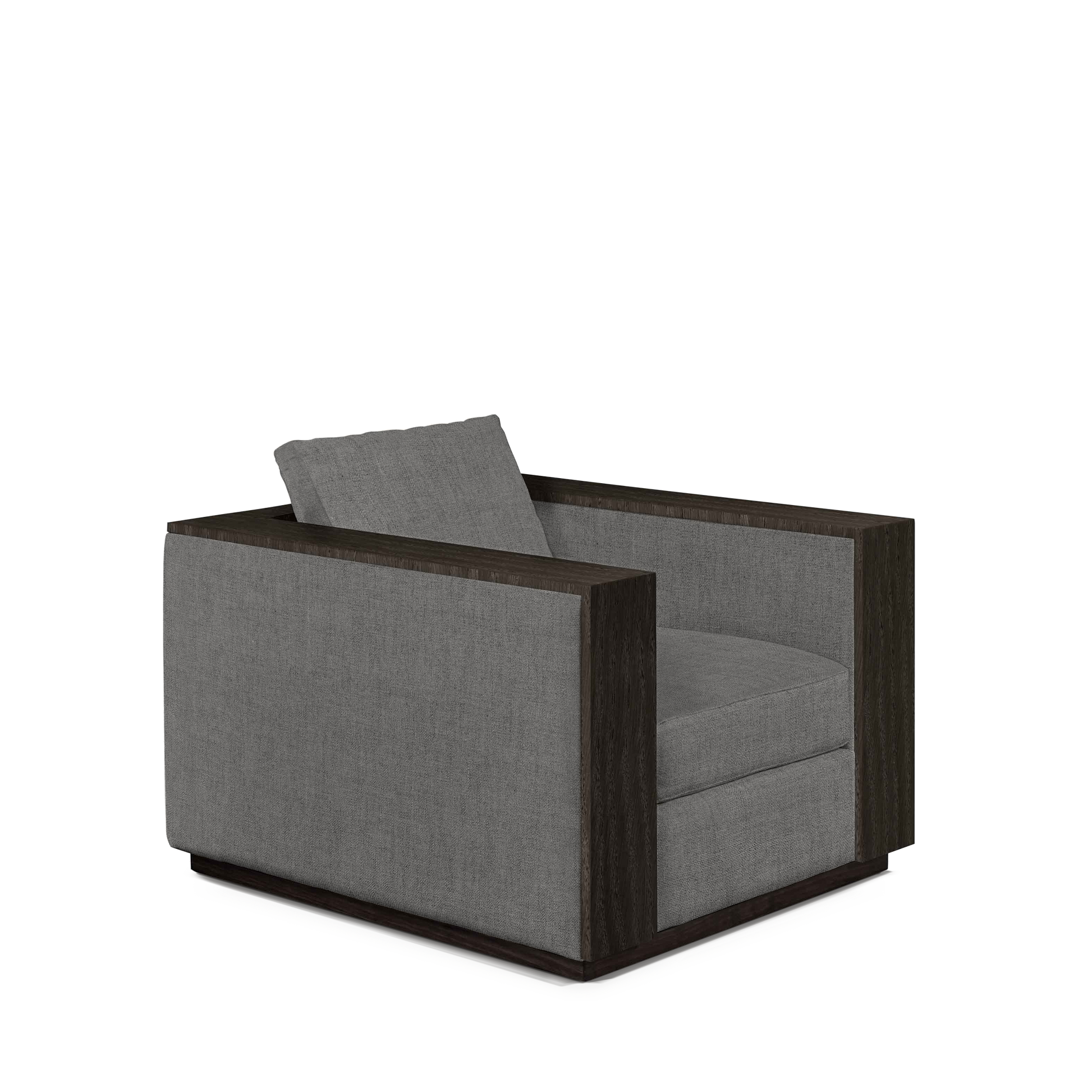 ROBLE ARMCHAIR with dark grey wood and dark grey textile 
