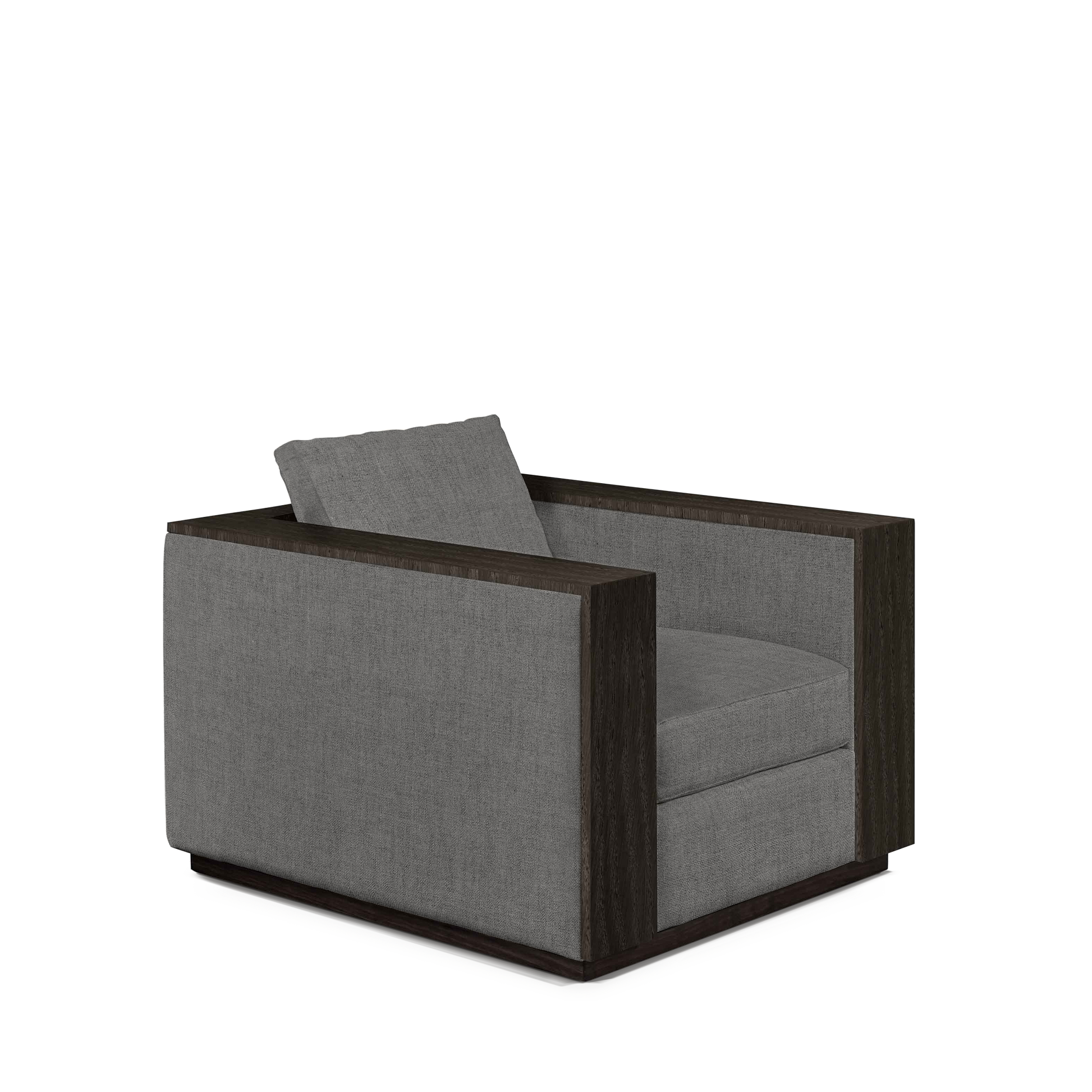 ROBLE ARMCHAIR with dark grey wood and dark grey textile