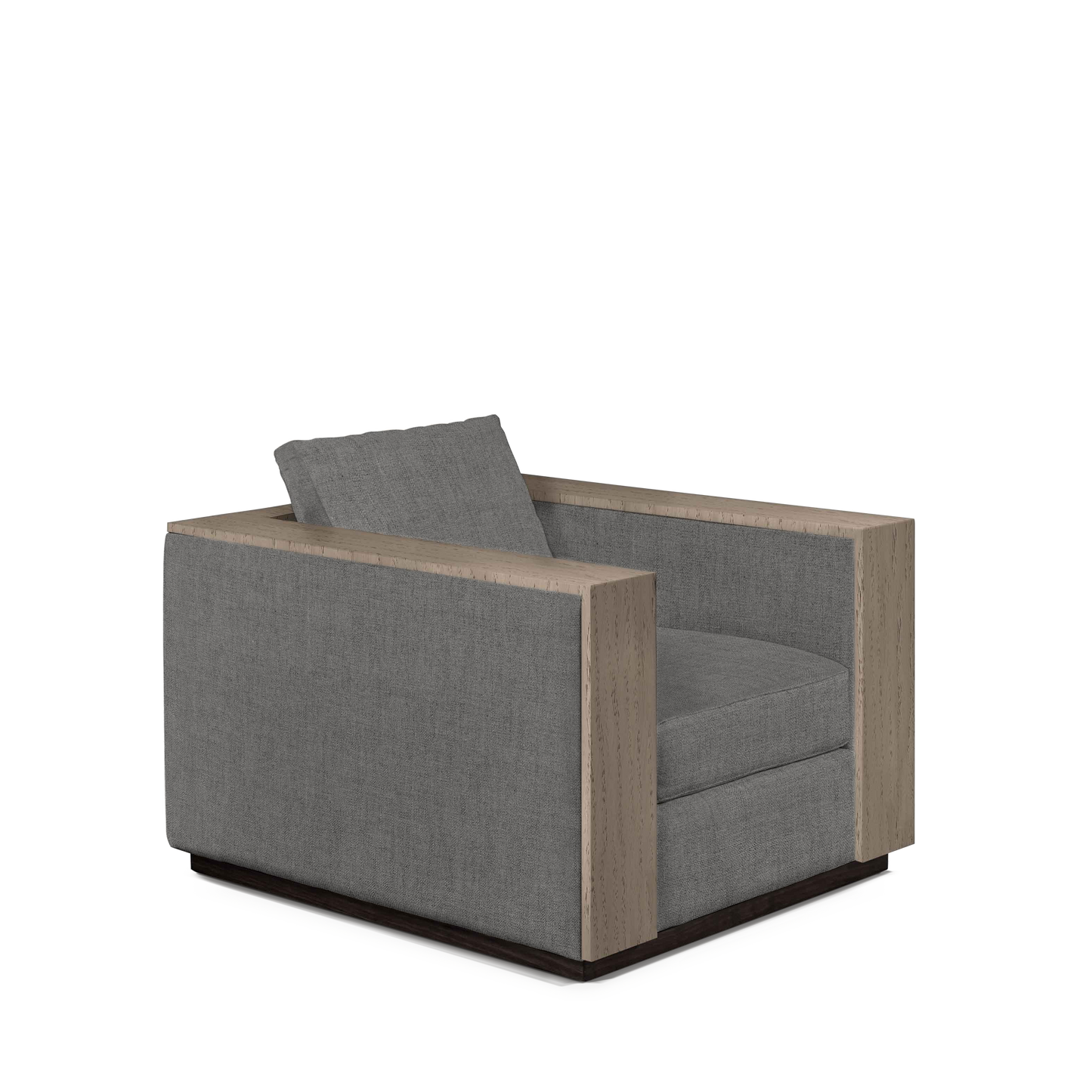 ROBLE ARMCHAIR with dark grey textile and natural grey wood