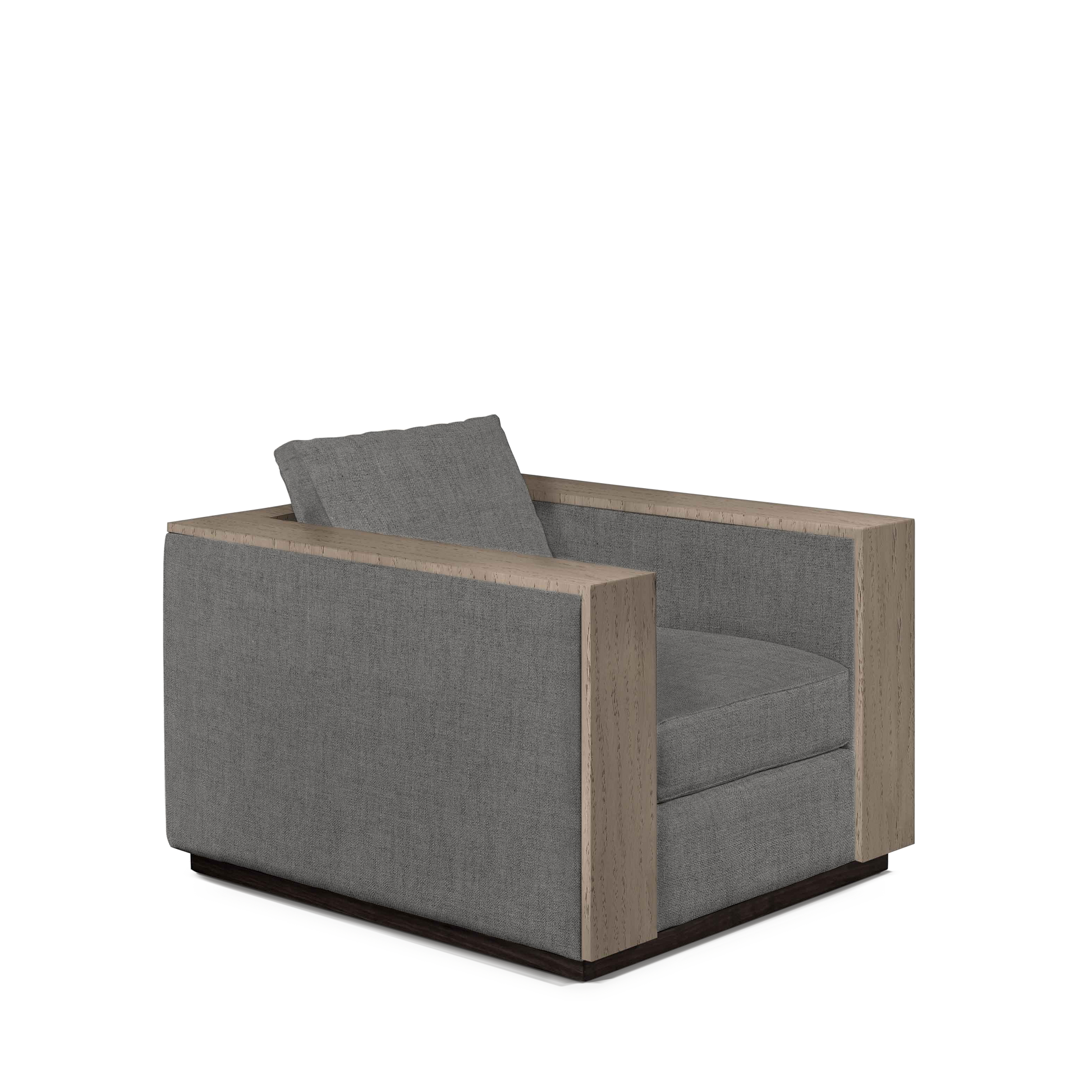 ROBLE ARMCHAIR with dark grey textile and natural grey wood