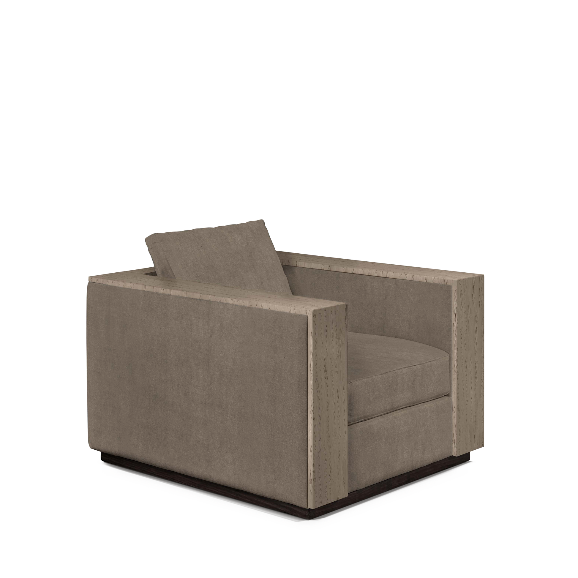 ROBLE ARMCHAIR with suede grey textile and natural grey wood