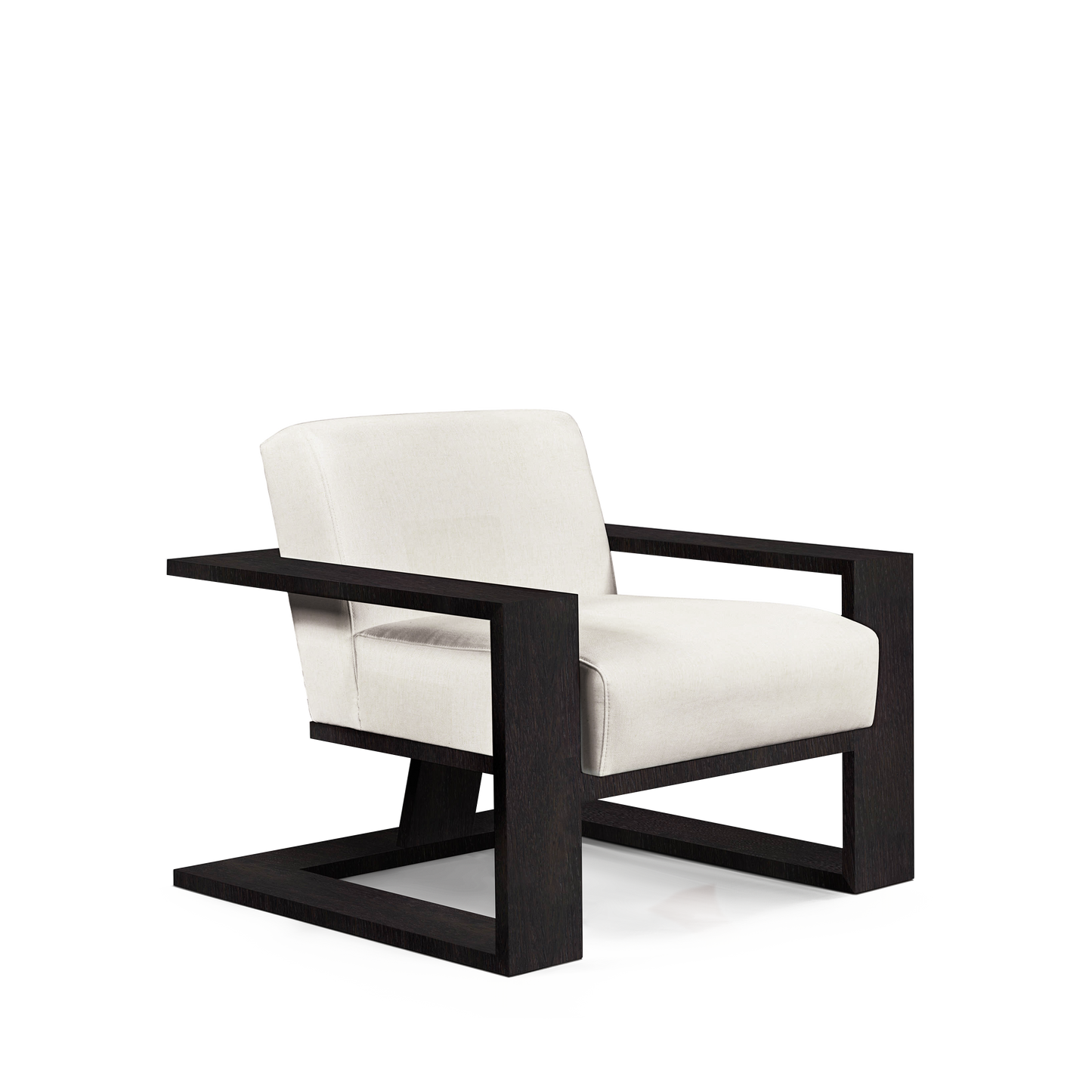 SIERRA ARMCHAIR with bolt white textile and chocolate wood