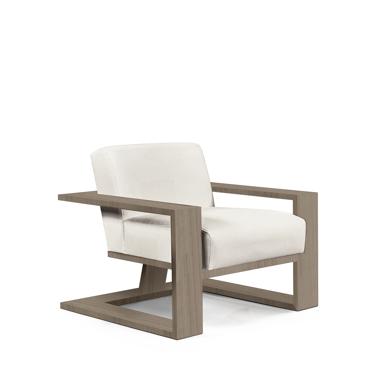 SIERRA ARMCHAIR with bolt white textile and natural grey wood