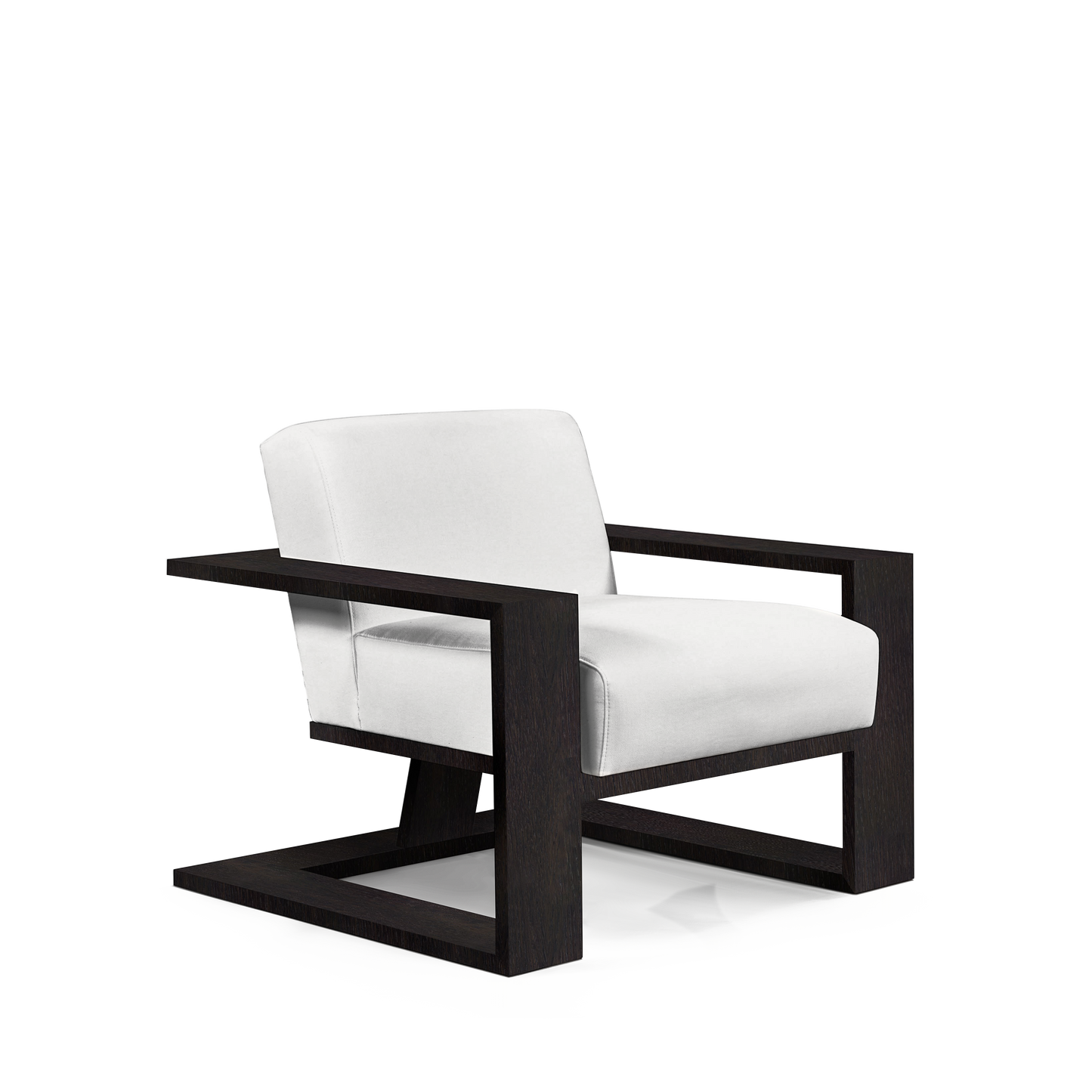 SIERRA ARMCHAIR with linara  white textile and chocolate wood