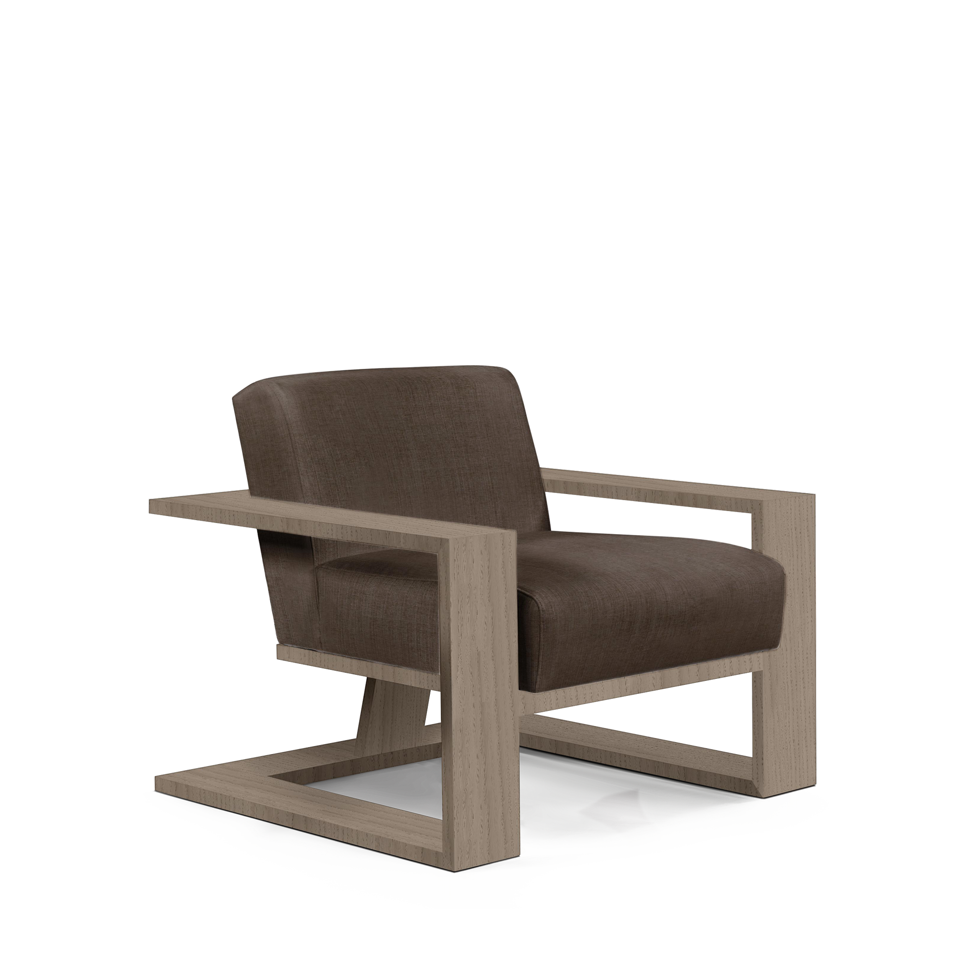 SIERRA ARMCHAIR with warm grey textile and natural grey wood