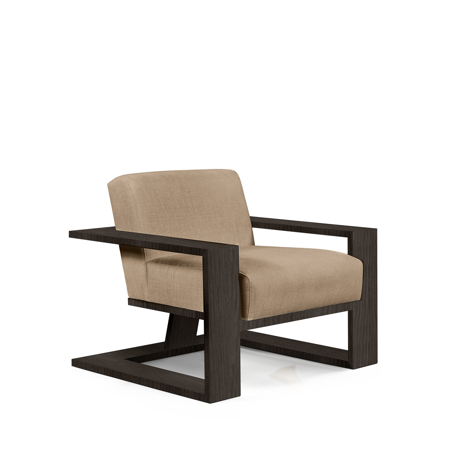 SIERRA ARMCHAIR with khaki textile and dark grey wood