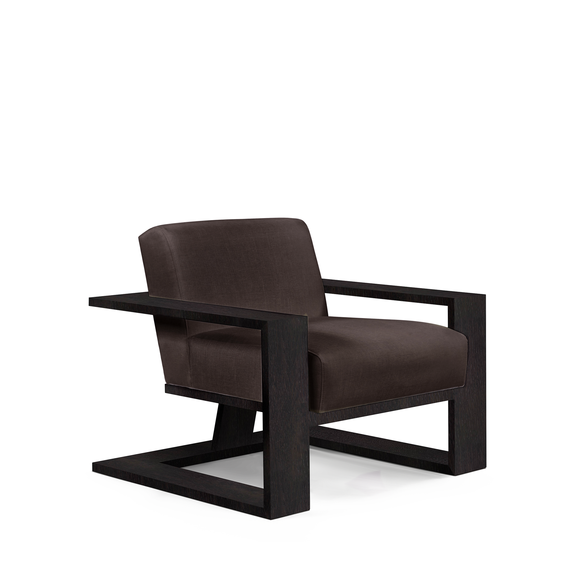 SIERRA ARMCHAIR with linara brown textile and chocolate wood