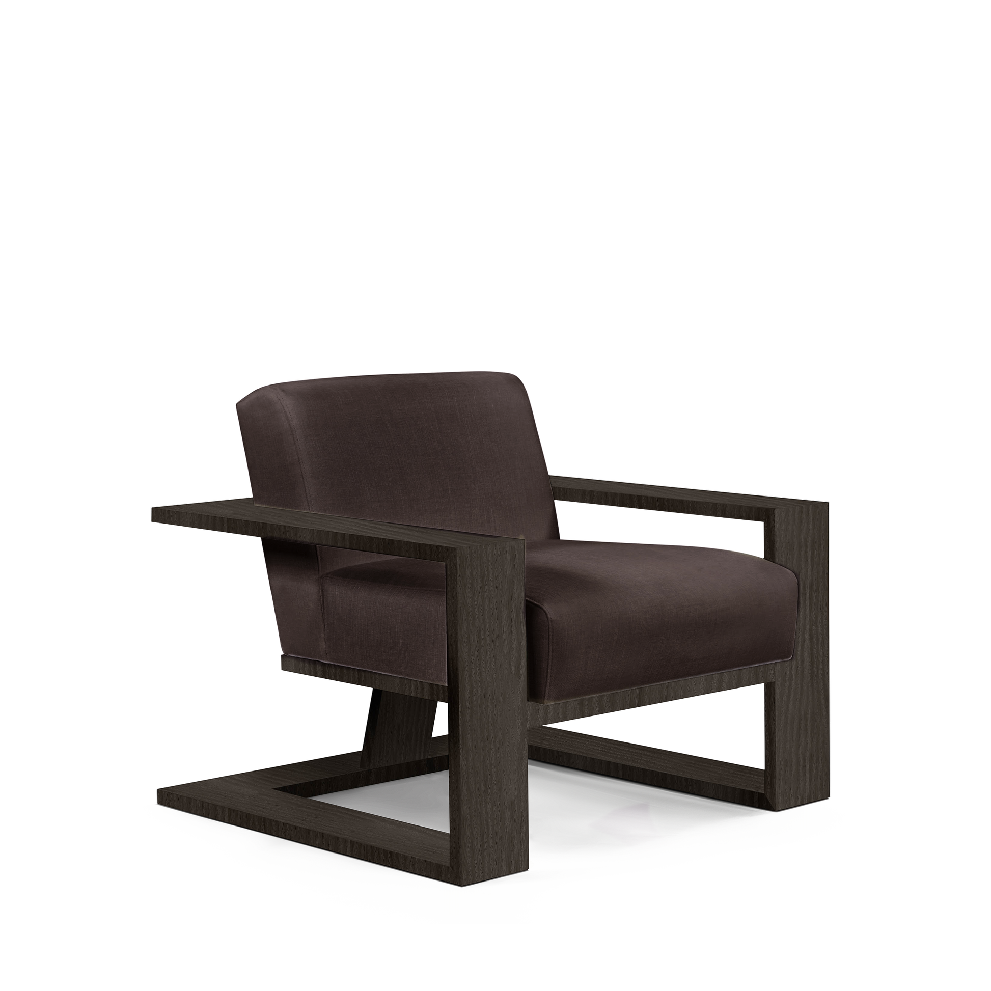SIERRA ARMCHAIR with linara brown textile and dark grey wood